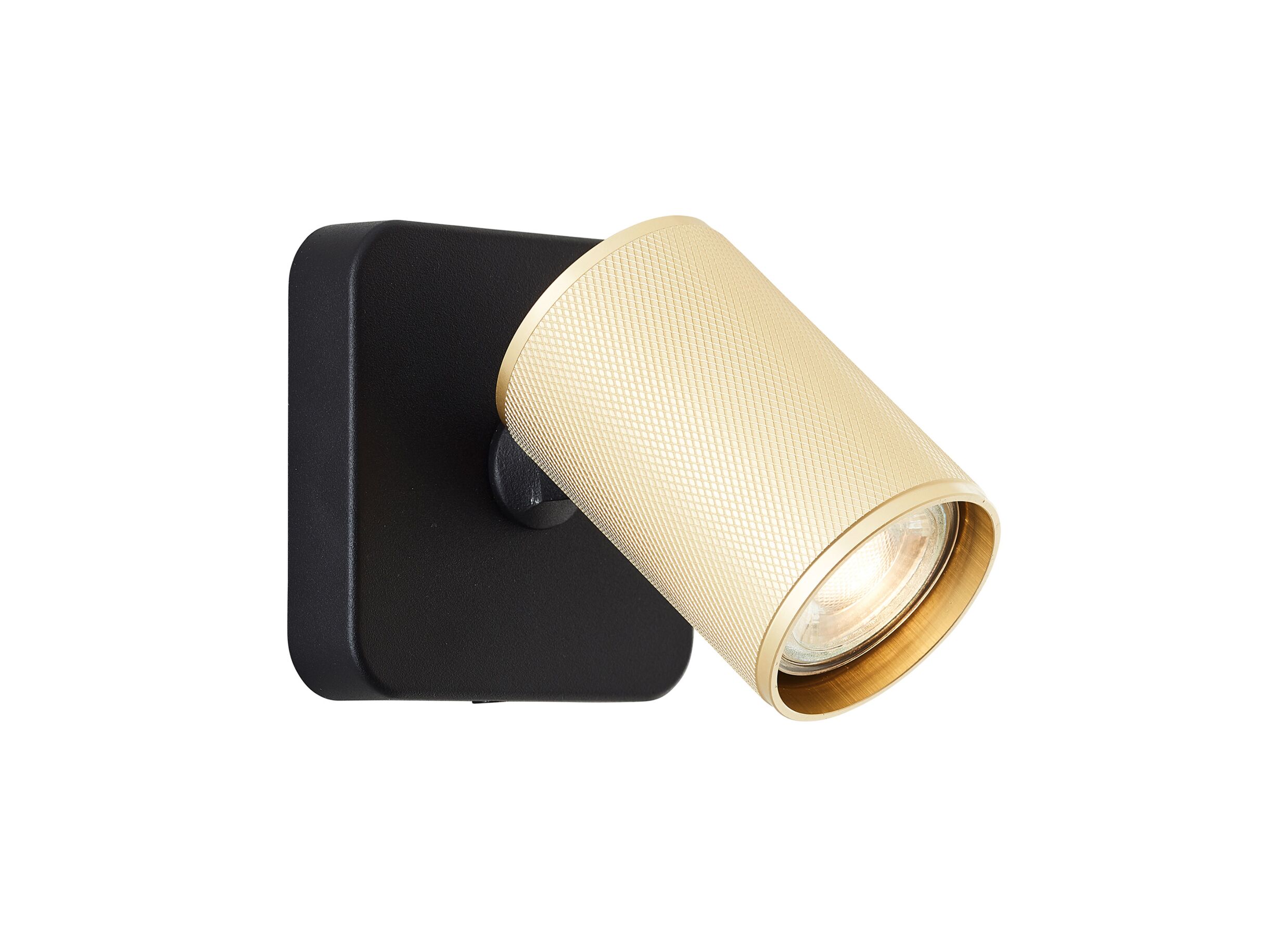 Overzichtsfoto - Wandspot Marty mat goud zand zwart 5W GU10