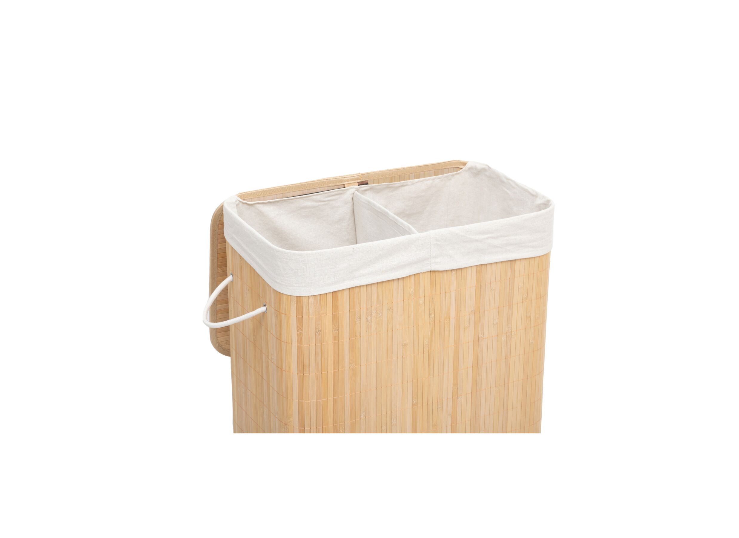 Aperçu - Panier à linge avec 2 compartiments 52x32x63cm - bambou - naturel