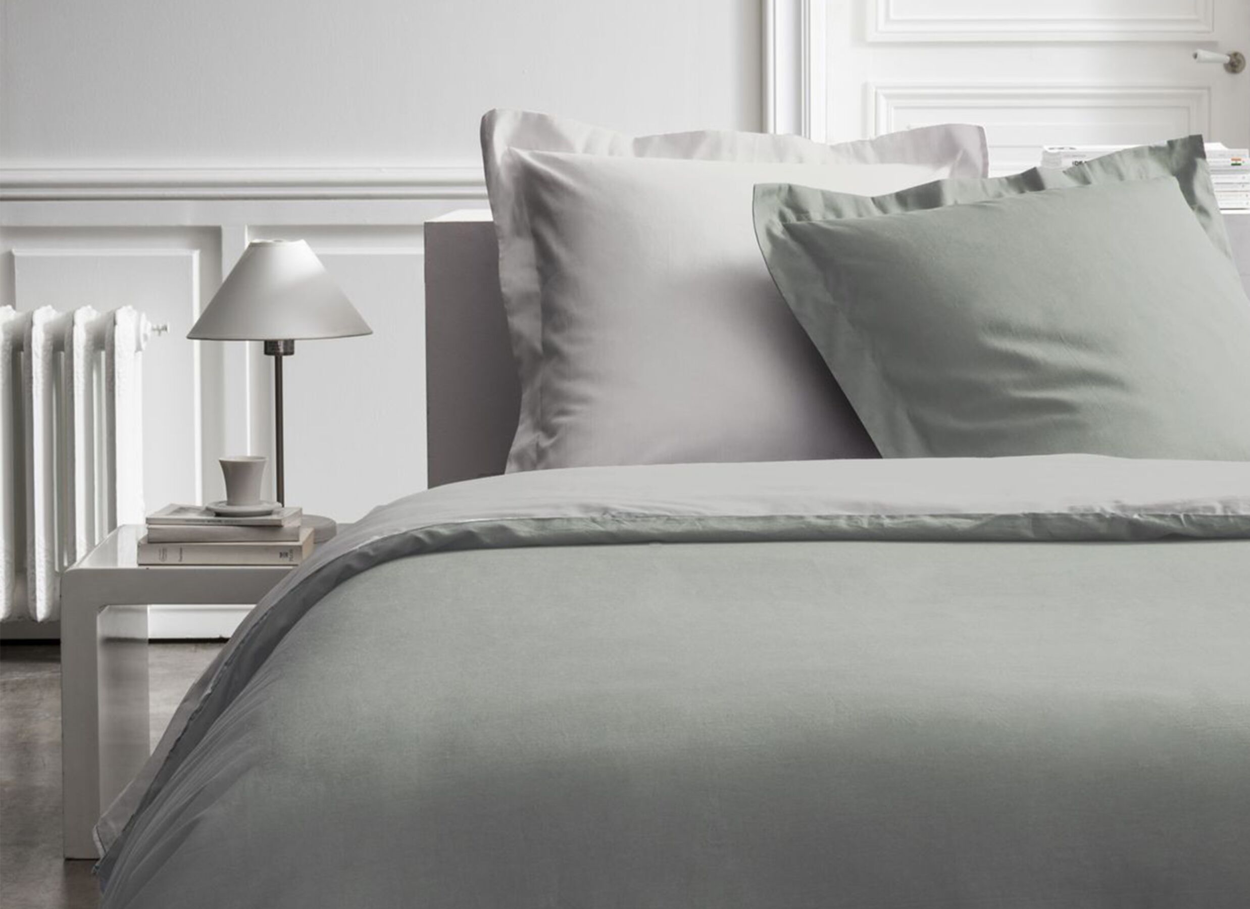Foto ambiance - Housse de couette Today Bicolore 220x240cm - coton percale - dune & sauge