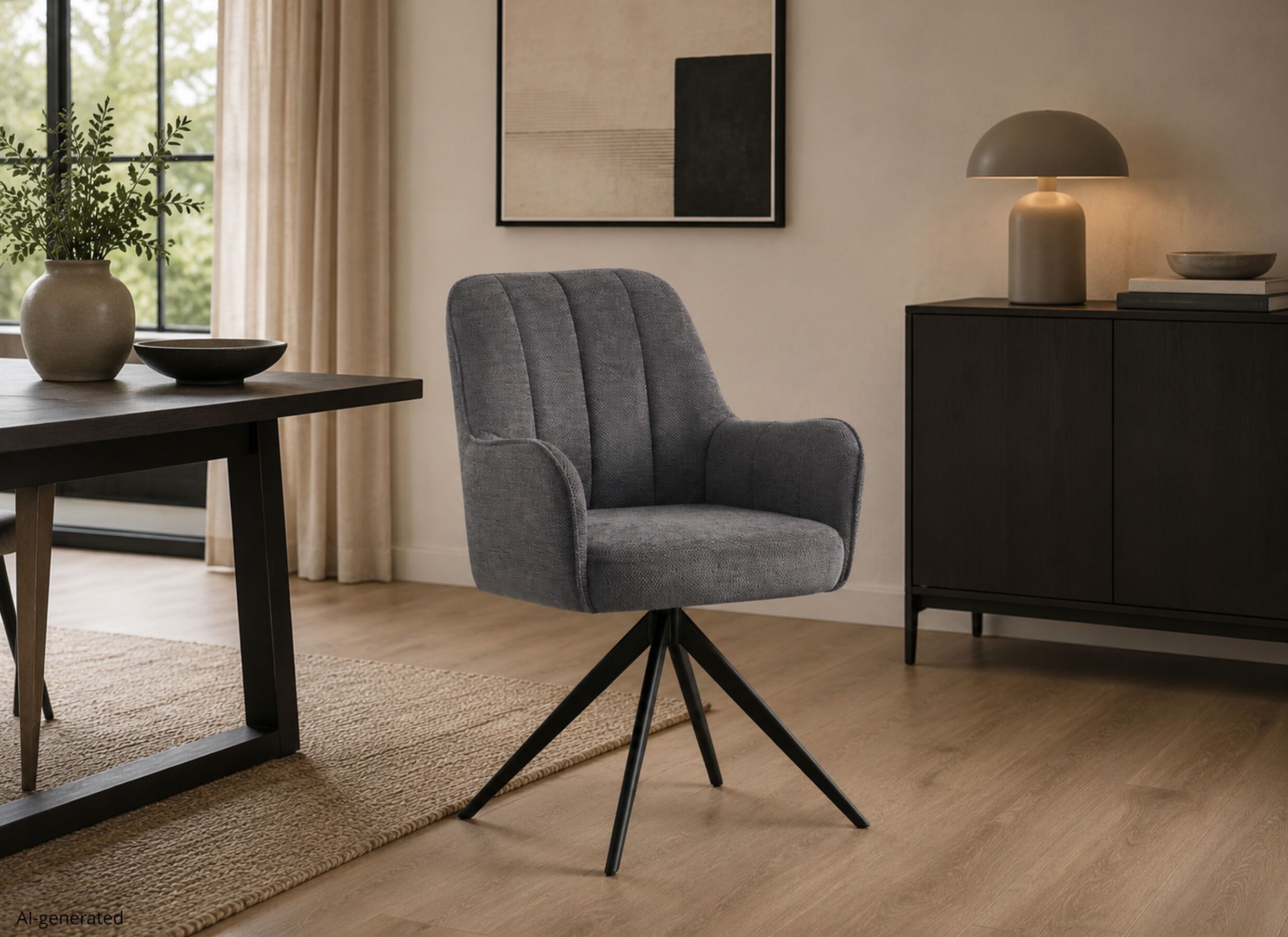 AI Generated - Chaise pivotante Bonzo 59x58x88cm - tissu - anthracite