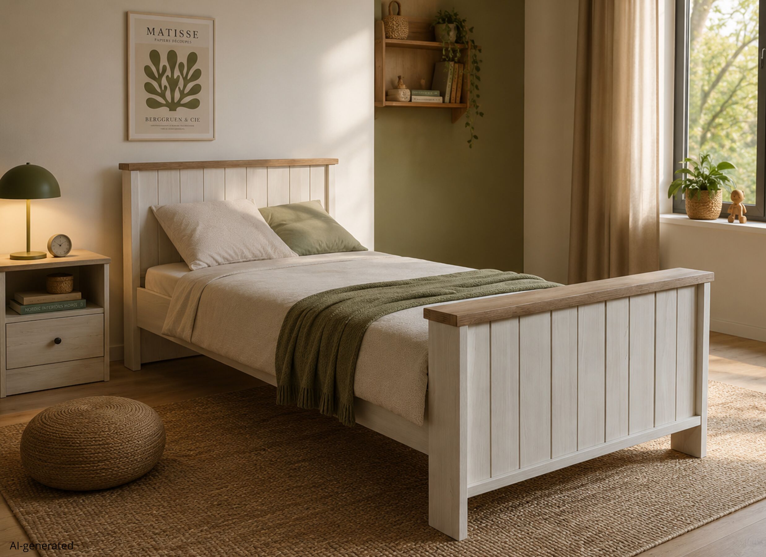 AI Generated - Bed 90x200cm - decor - lariks & cristal oak
