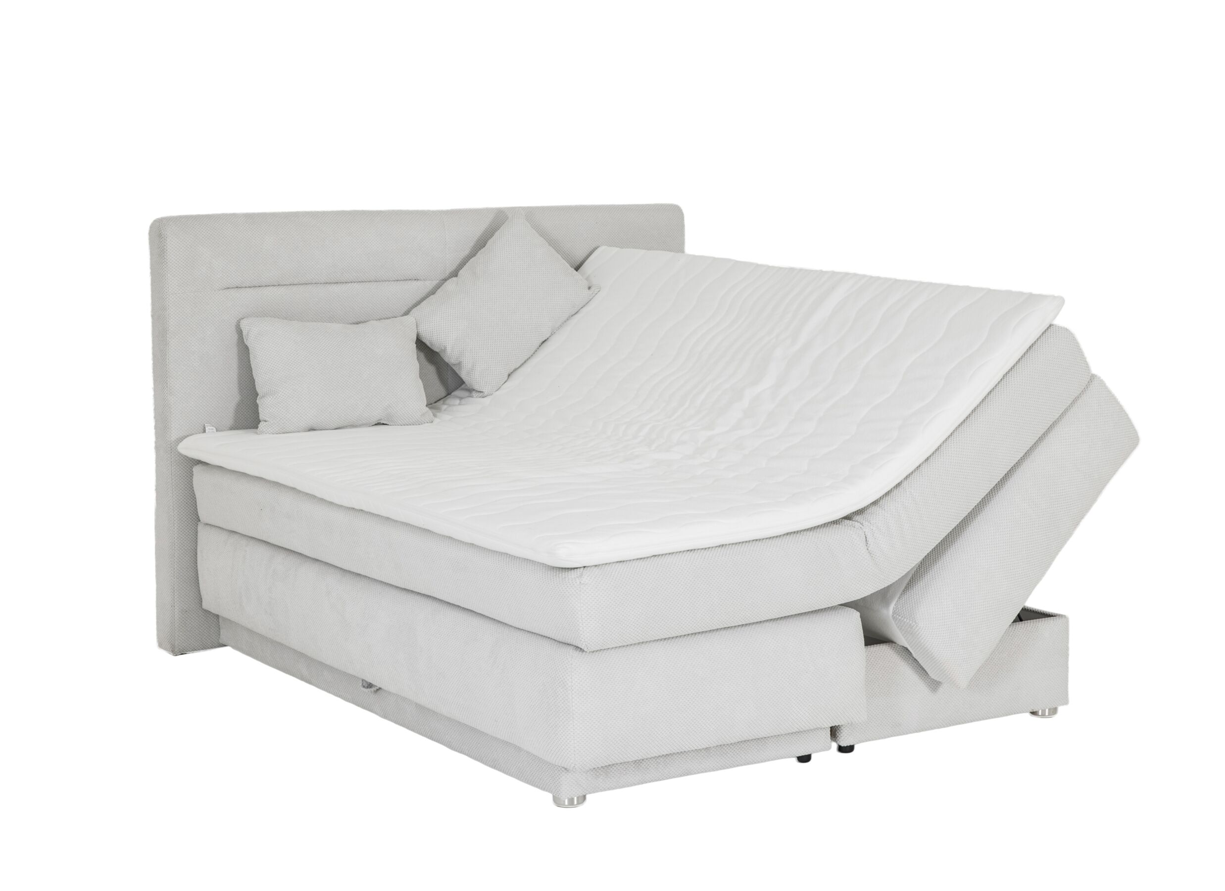 Aperçu - Boxspring Simone 180x200cm - tissu - écru avec rangement