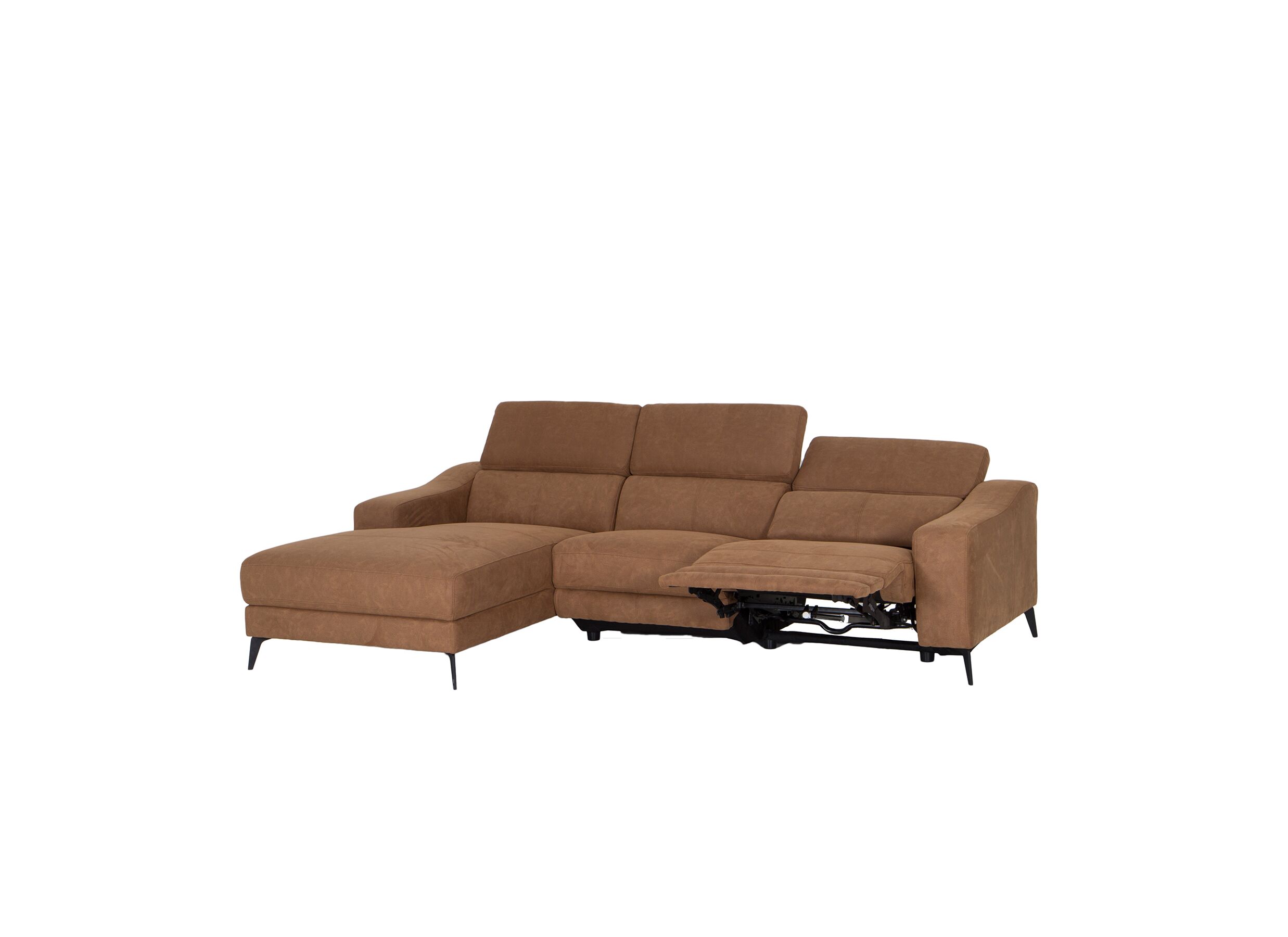 Detailfoto - Hoeksalon Mana 272x174cm - stof - cognac met relax
