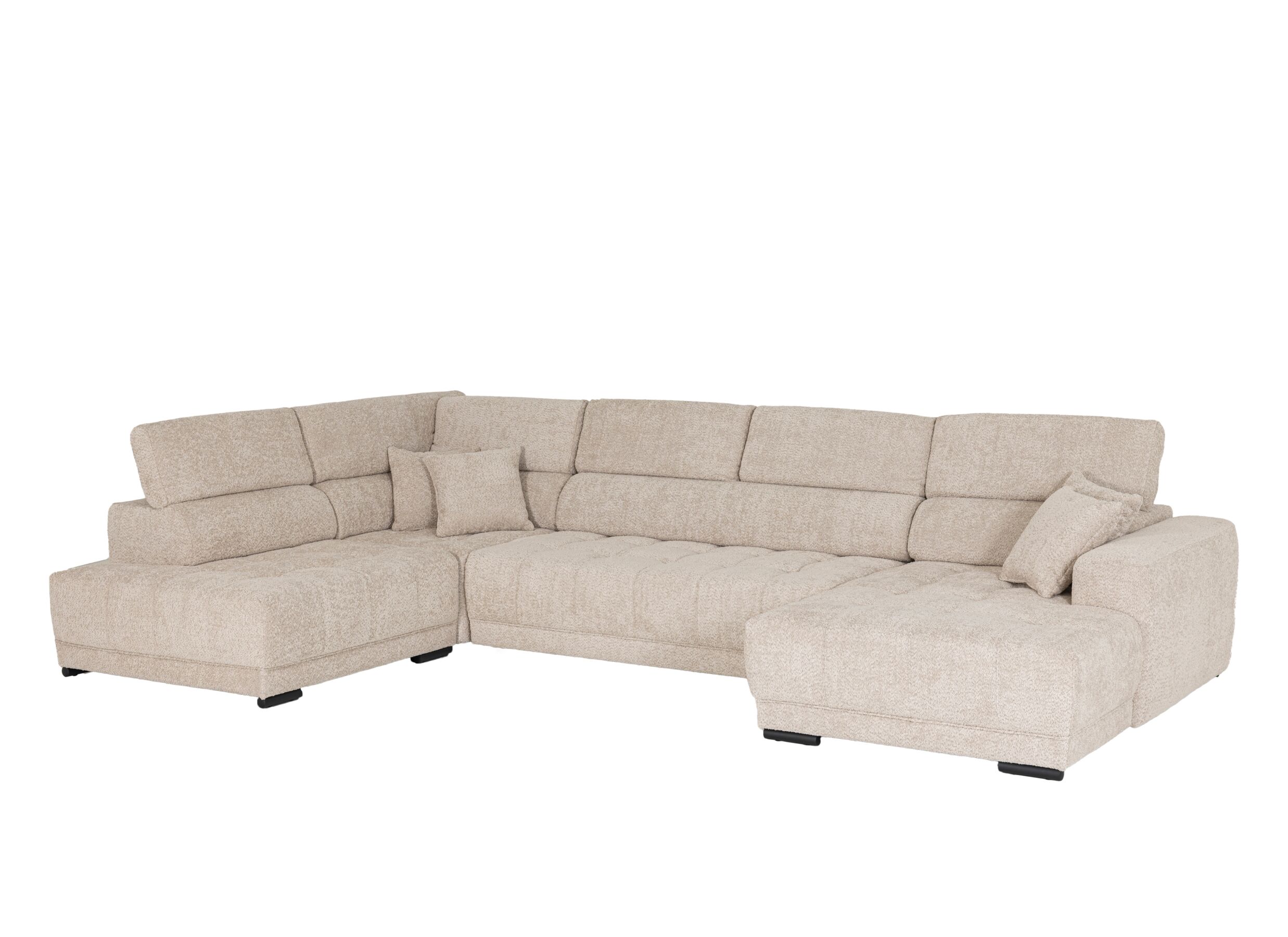 Aperçu - Canapé d'angle Rimini 388x224cm - tissu - greige avec fonction lit