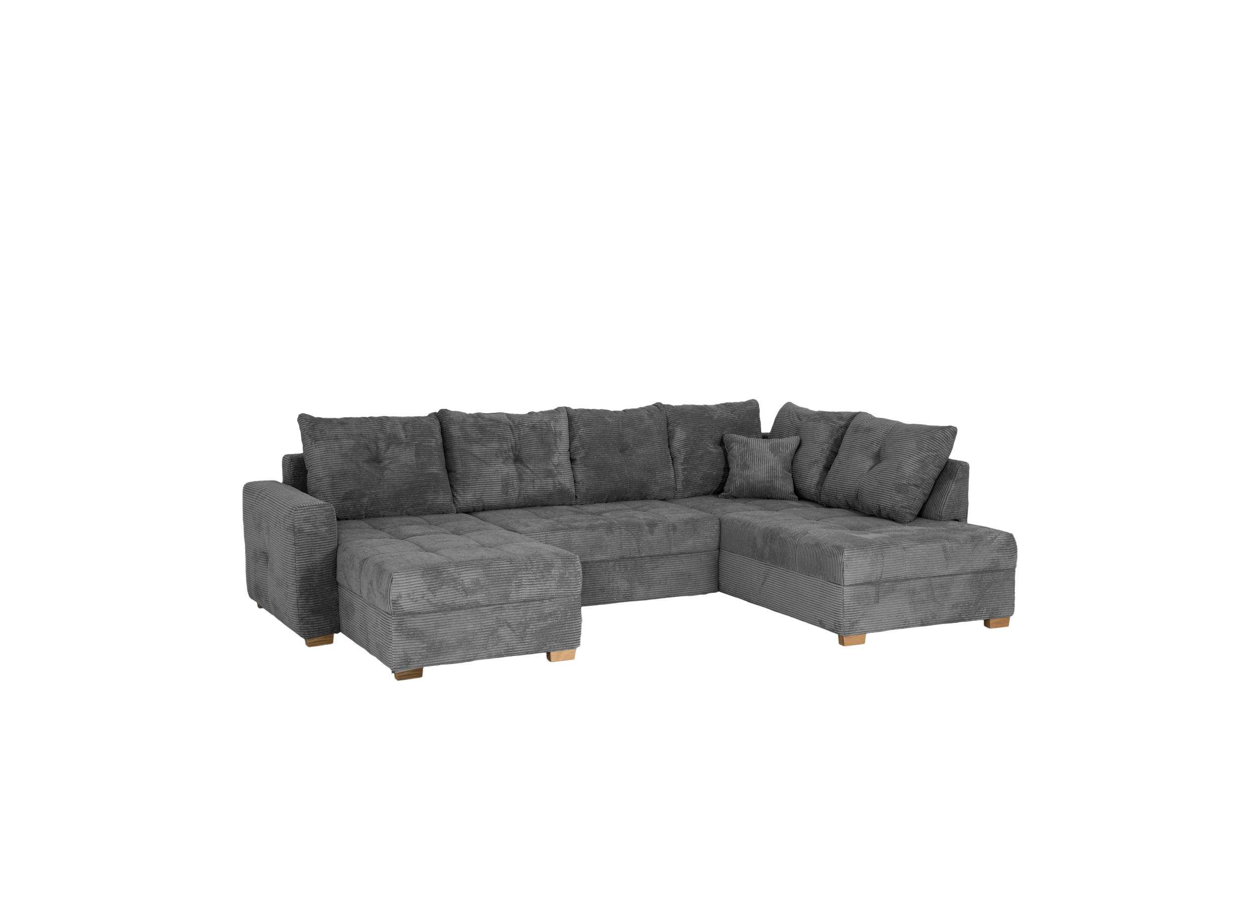 Hoeksalon Abby 311x170cm - stof - grijs met bedfunctie - Canapé d'angle Abby 311x170cm - tissu - gris avec fonction lit