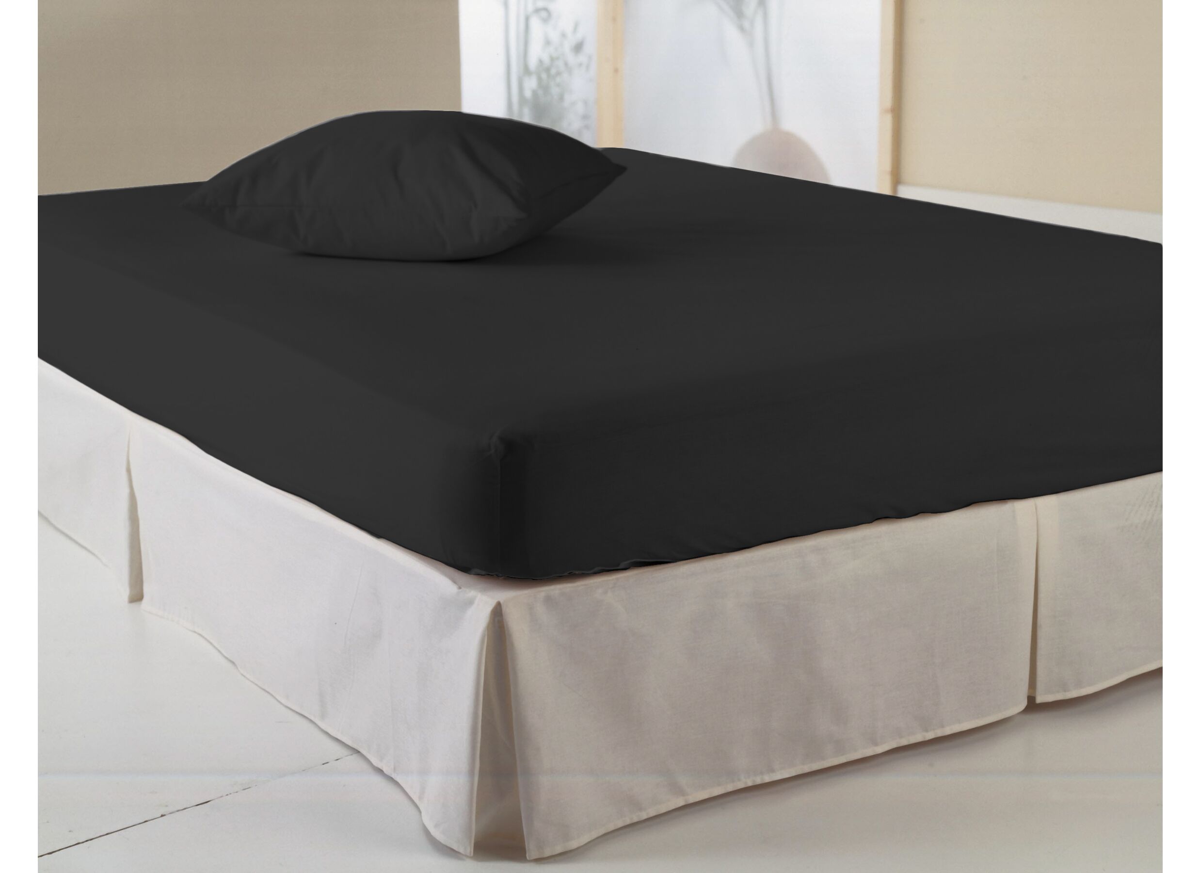 Hoeslaken 90x200cm katoen zwart - Drap-housse 90x200cm coton noir