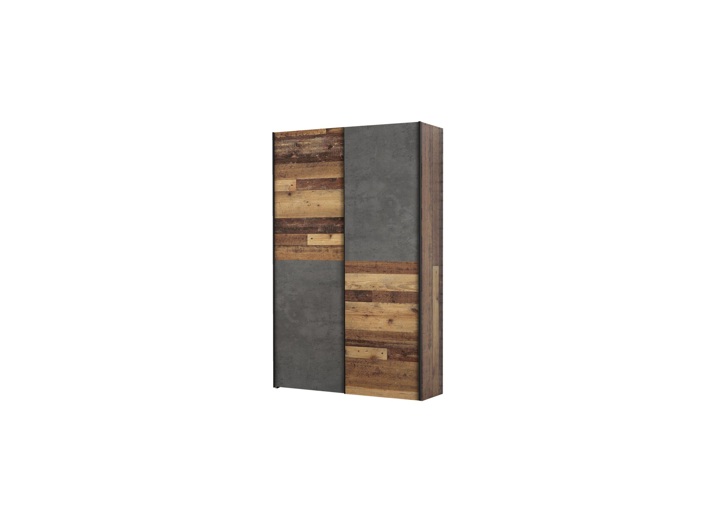 Armoire à portes coulissantes Ozzula 120cm - décor - old wood vintage/béton