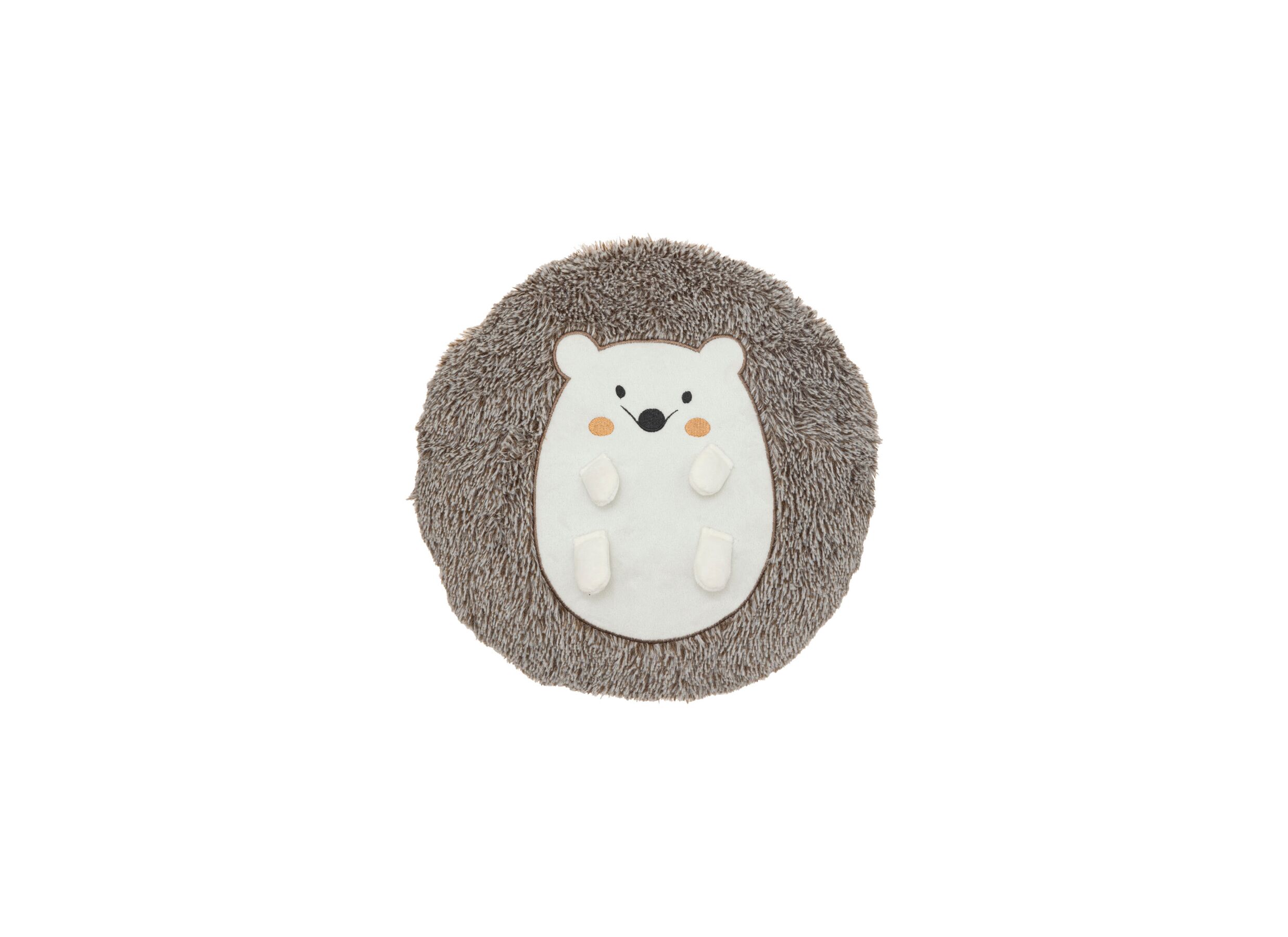 Coussin Hérisson Ø30cm brun blanc - Coussin Hérisson 30x30cm - tissu - brun blanc