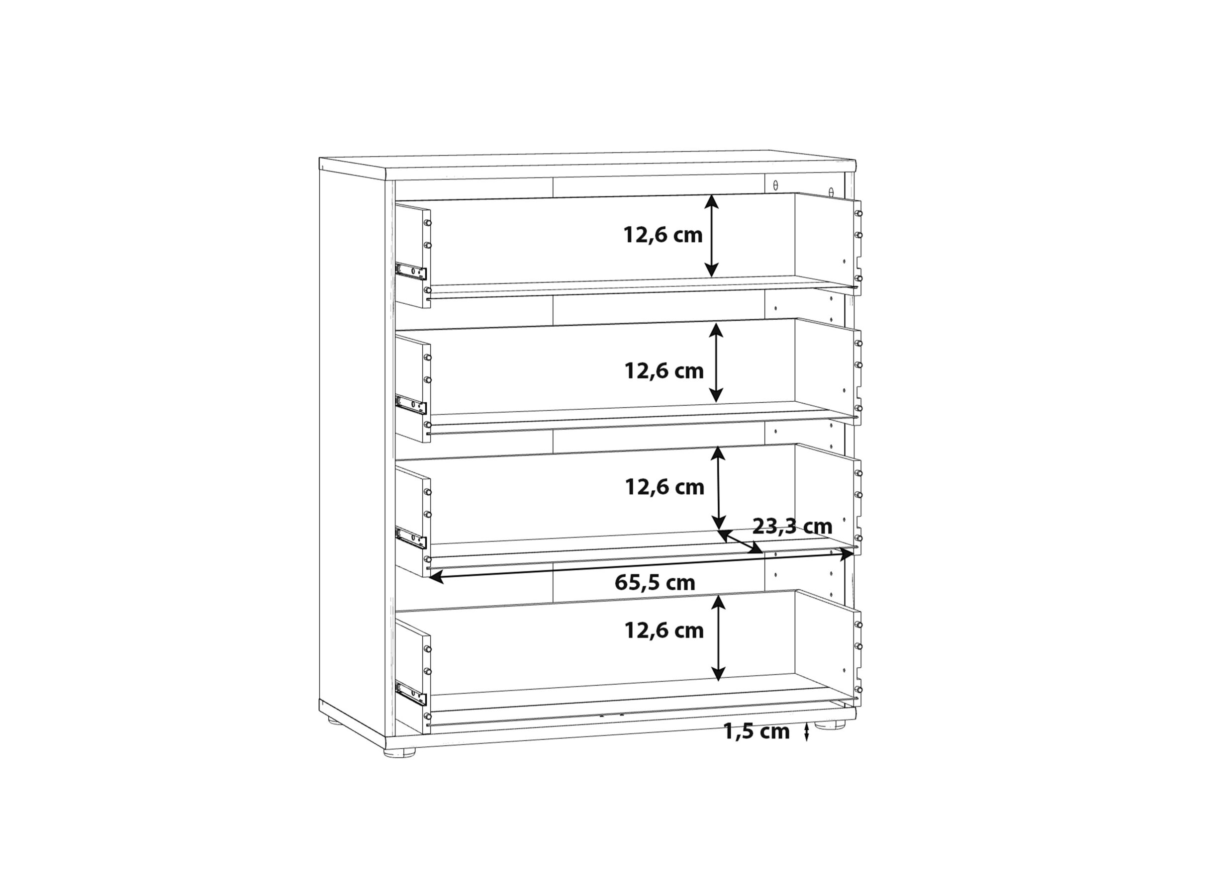 Dimensions - Commode Topic 74x35x86cm - décor - blanc