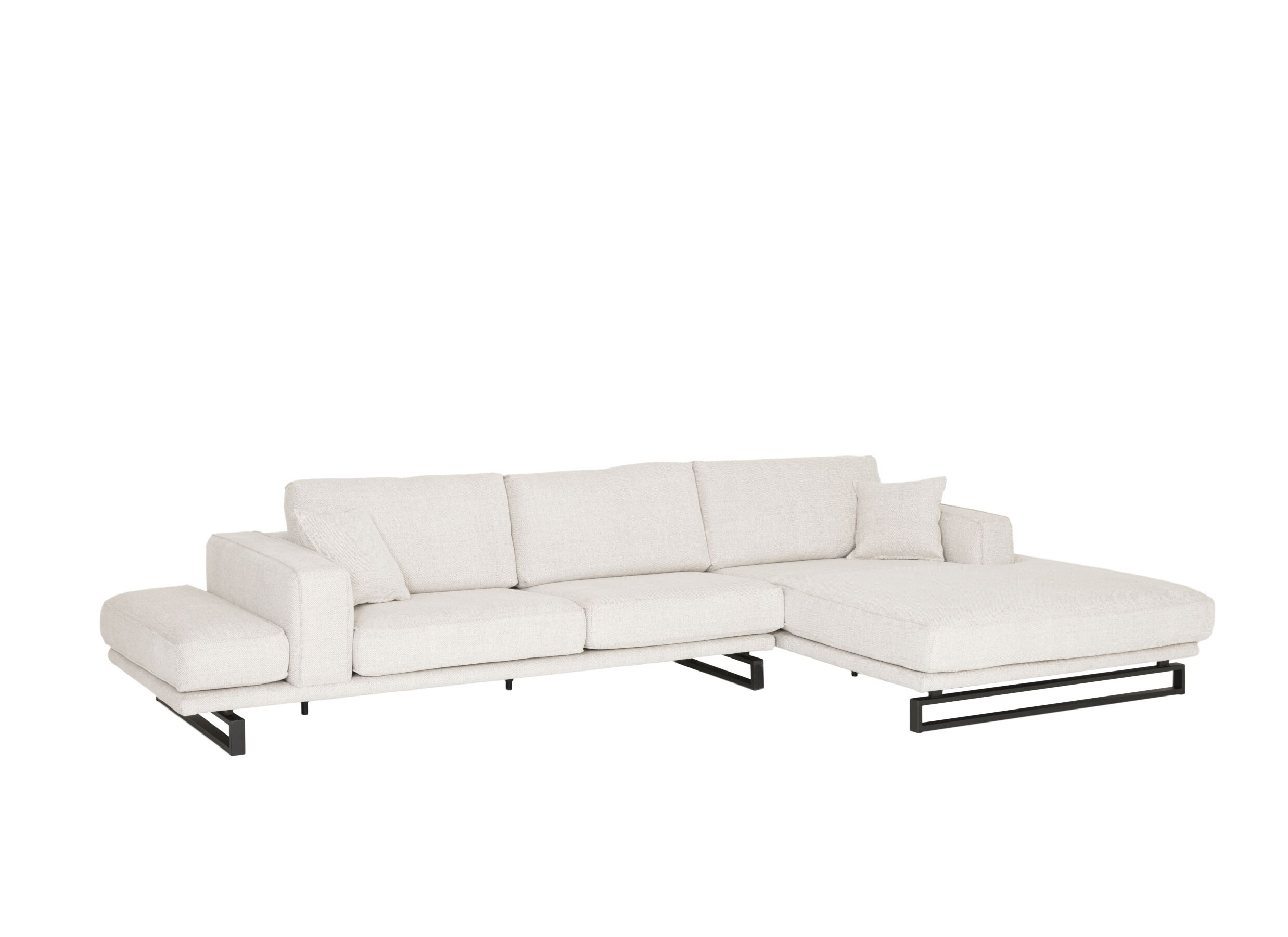 Canapé d'angle Helio tissu beige clair - Canapé d'angle Helio 393x197cm - tissu - beige clair