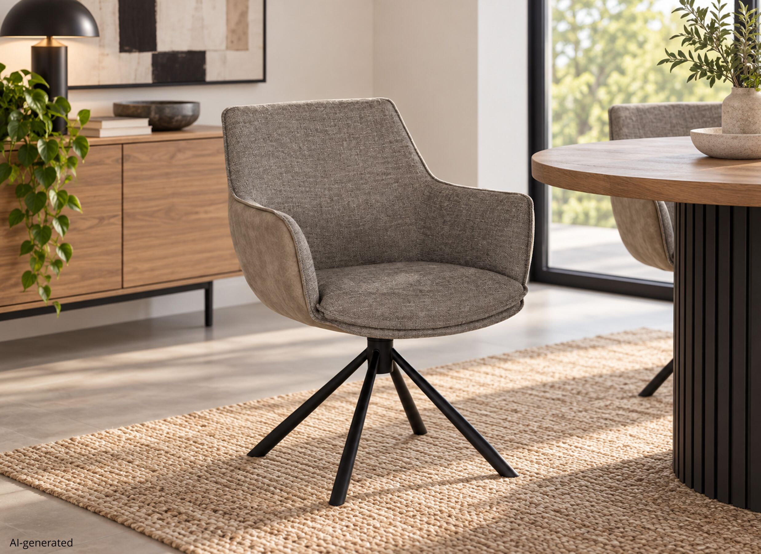 AI Generated - Chaise pivotante Orfeo 64x66,5x84,5cm - fibre polyester - beige