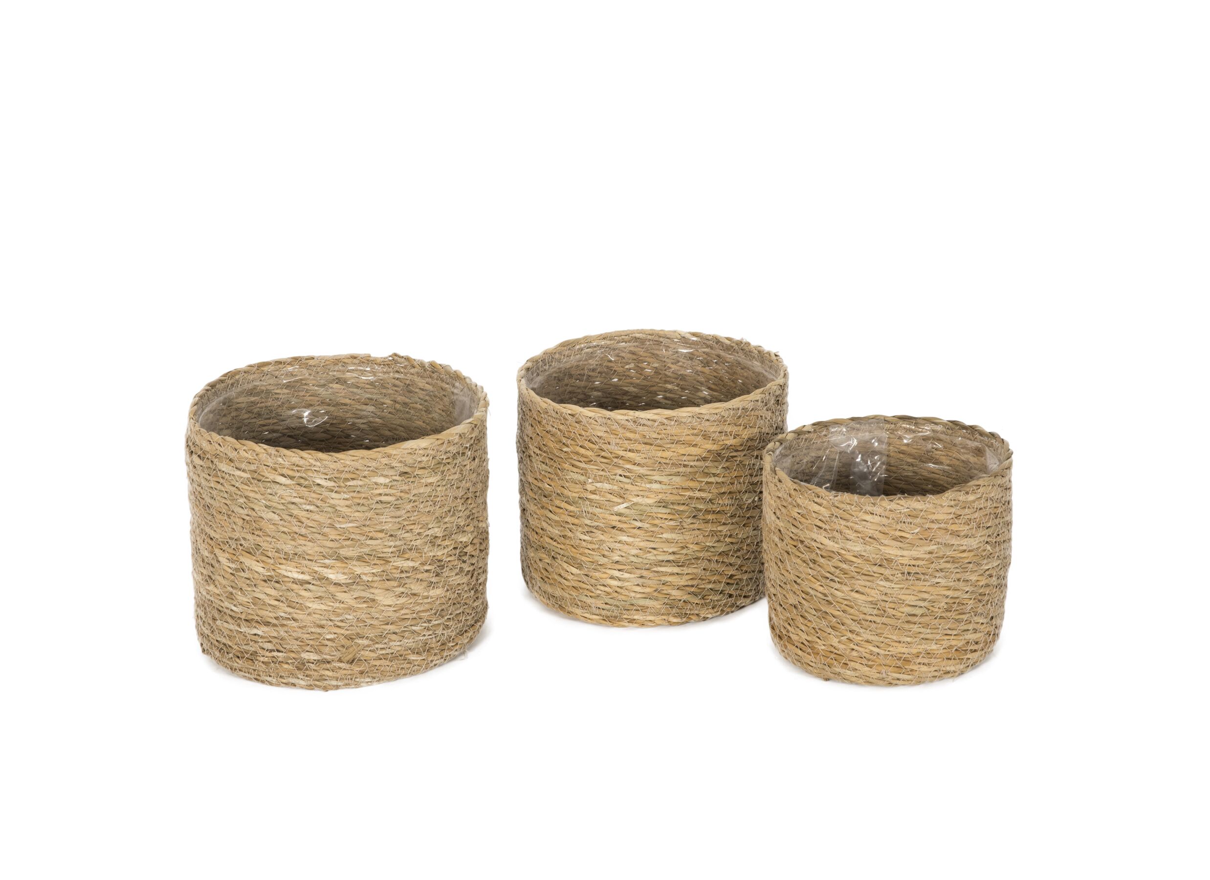 Plus Important - Cache-pot Bota lot de 3 - herbier marin - naturel