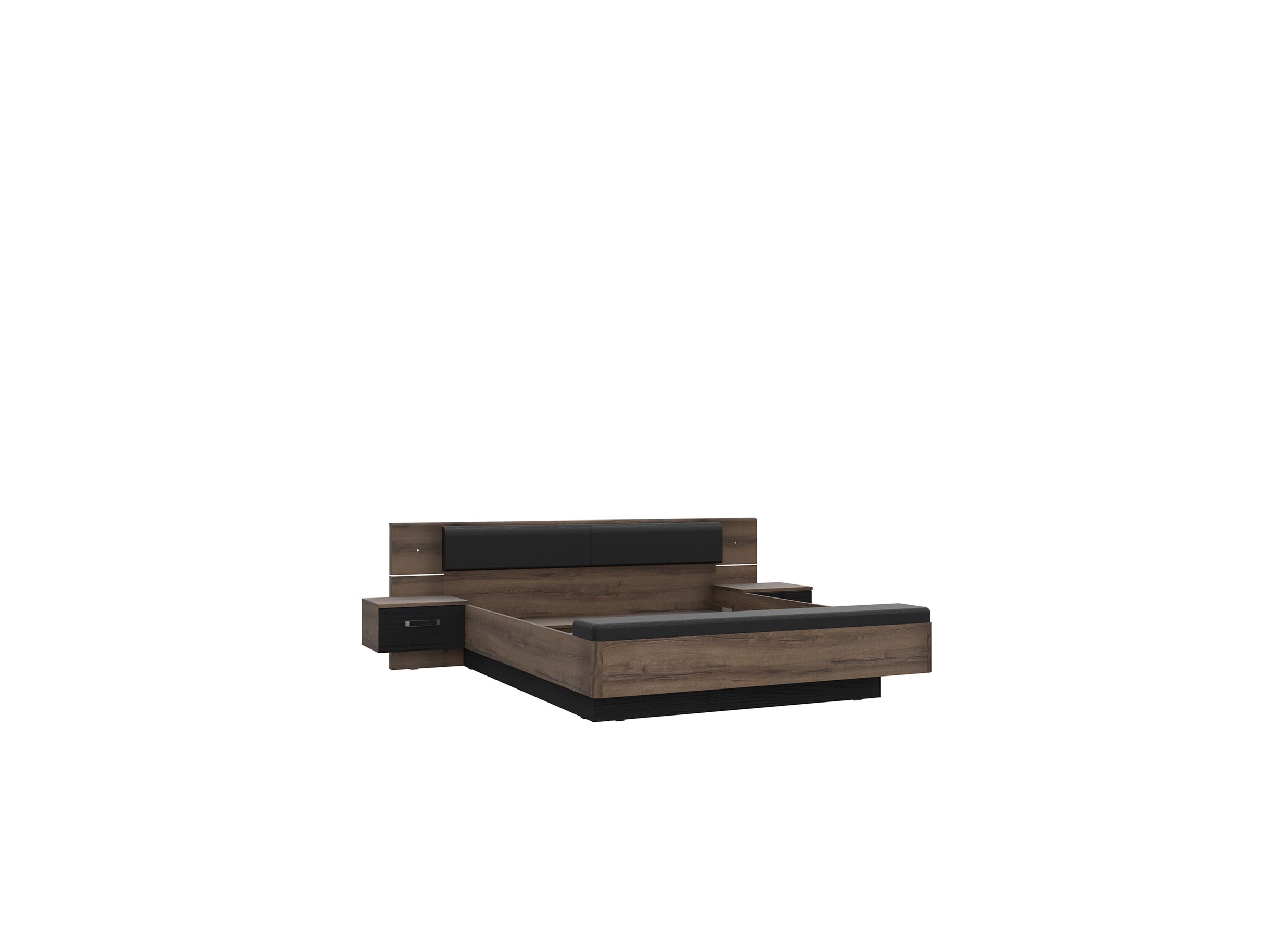 Lit Dolce 180x200cm - panneau décor - mud oak/black oak