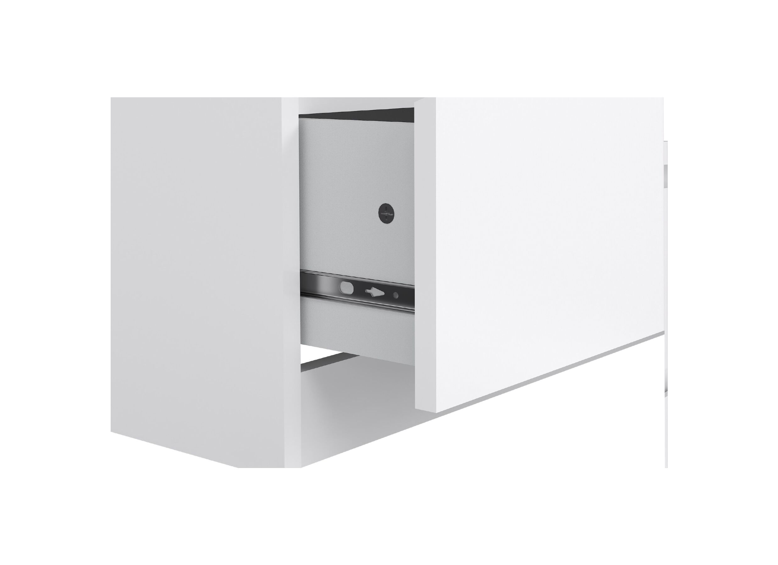 Commode Naia 154x50x71cm - mélamine - blanc laqué
