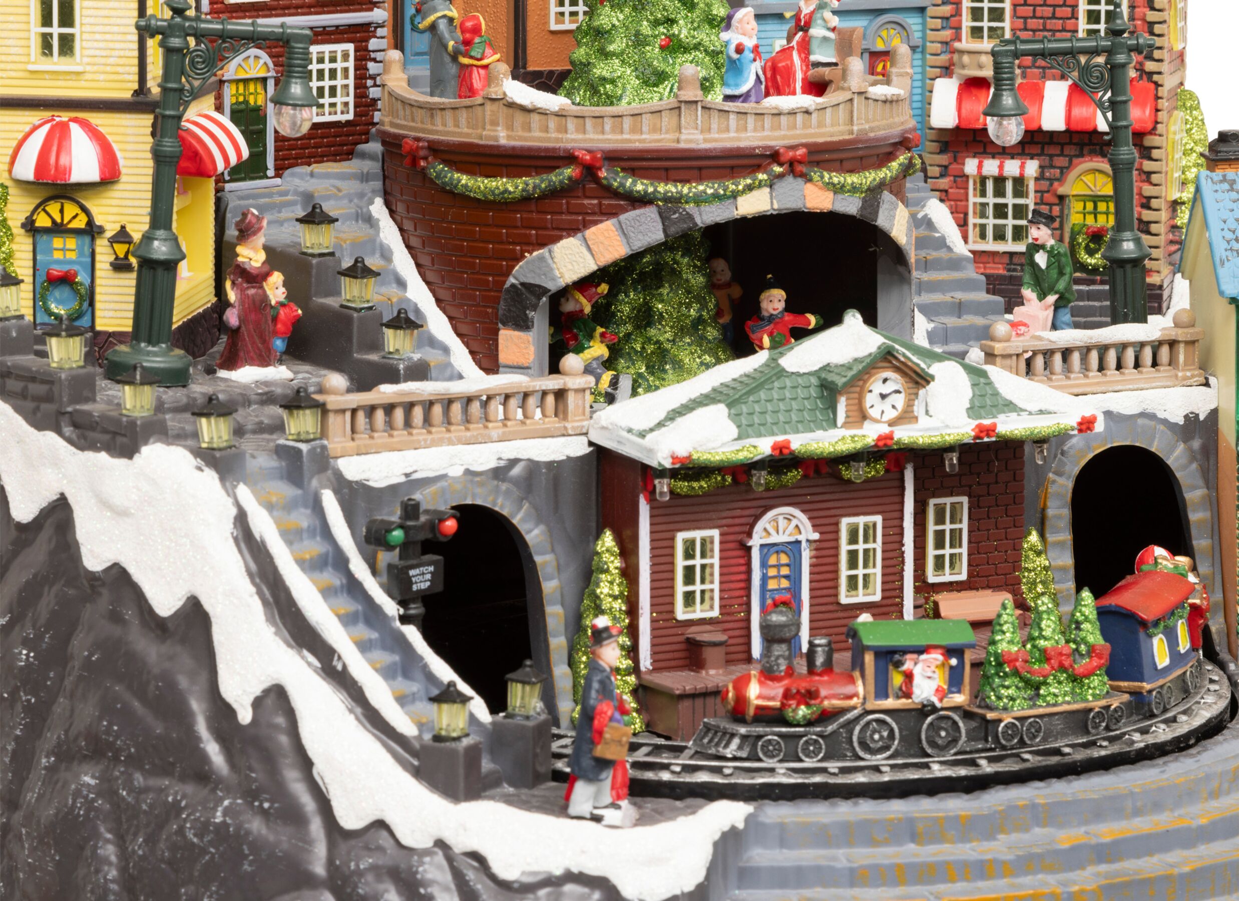 Detail - Décoration de Noël Village LED H37,5cm - polystone - multicolor