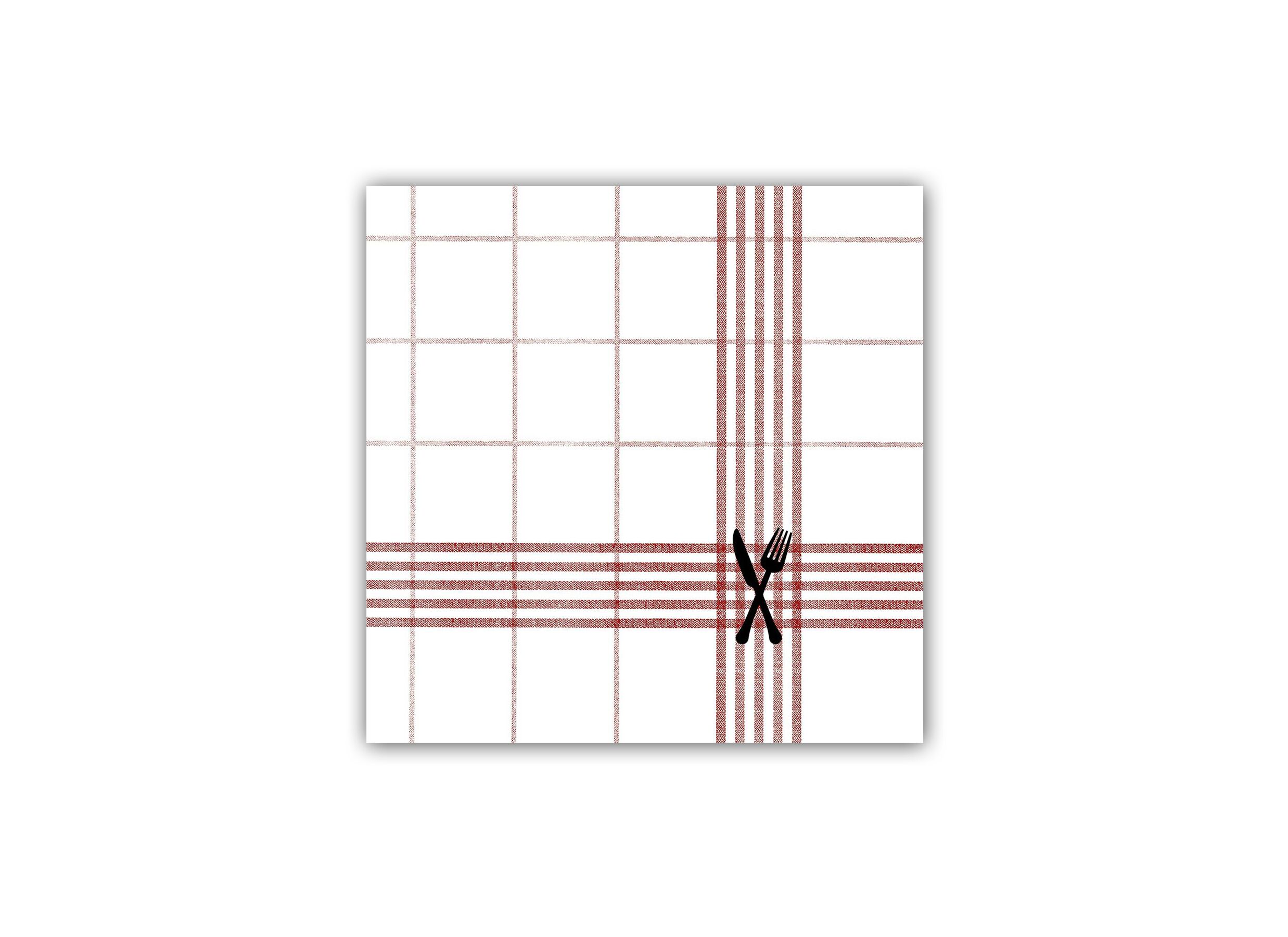 Serviette 33x33cm rouge/blanc 20 pieces - Serviette 33x33cm rouge/blanc 20 pieces