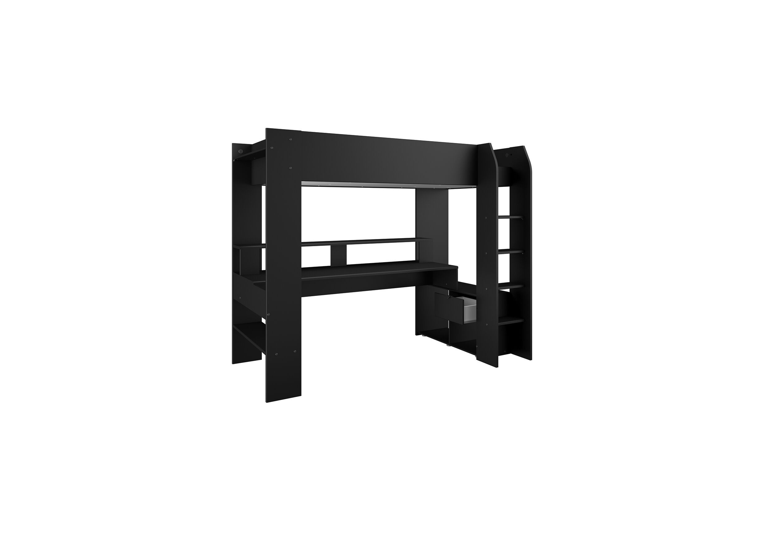 Lit mezzanine Black Stipple 90x200cm noir - Lit mezzanine Black Stipple 90x200cm noir