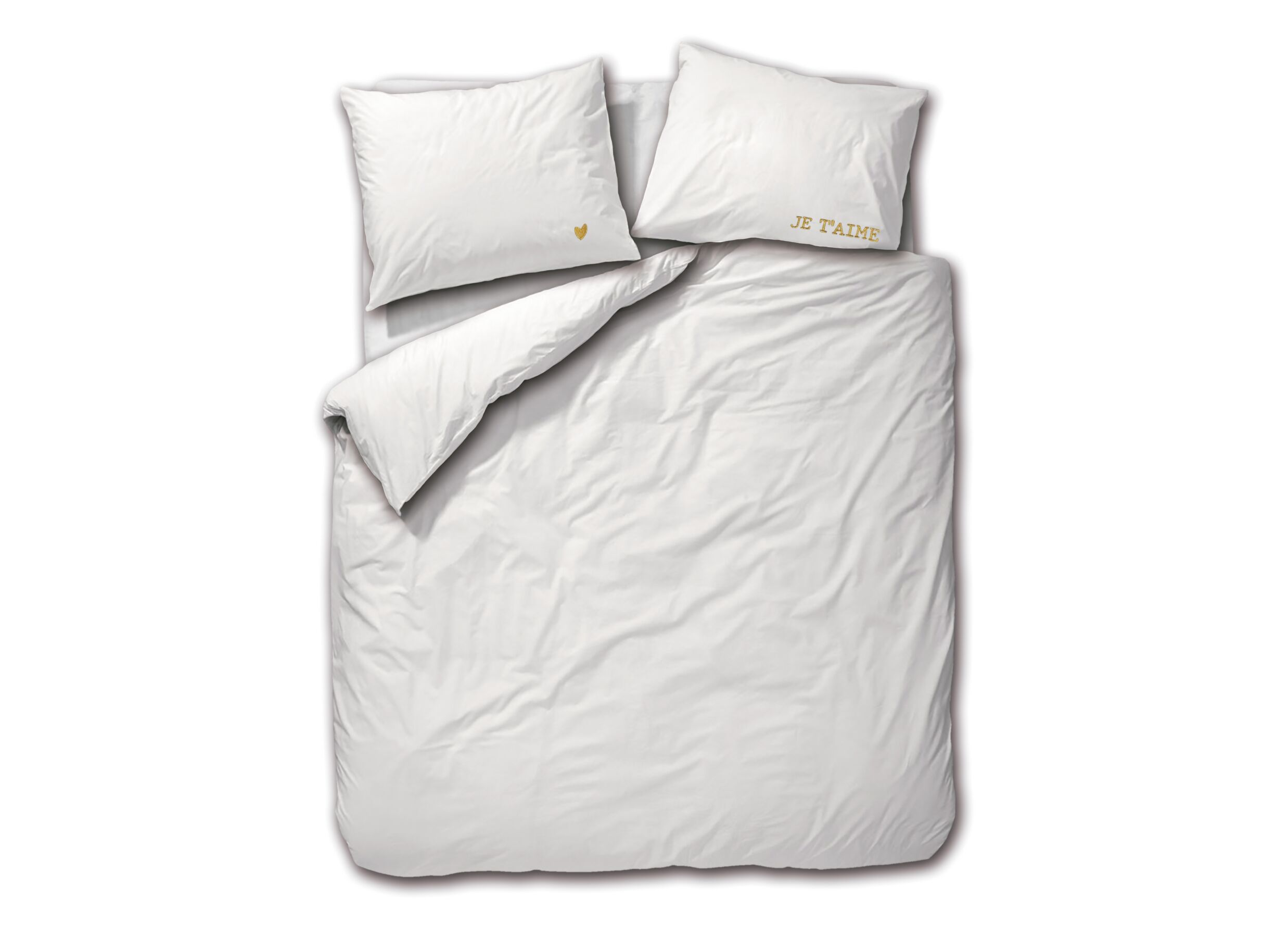 Hoofdfoto - Dekbedovertrek Je t'aime 240x200/220cm - percale - goud