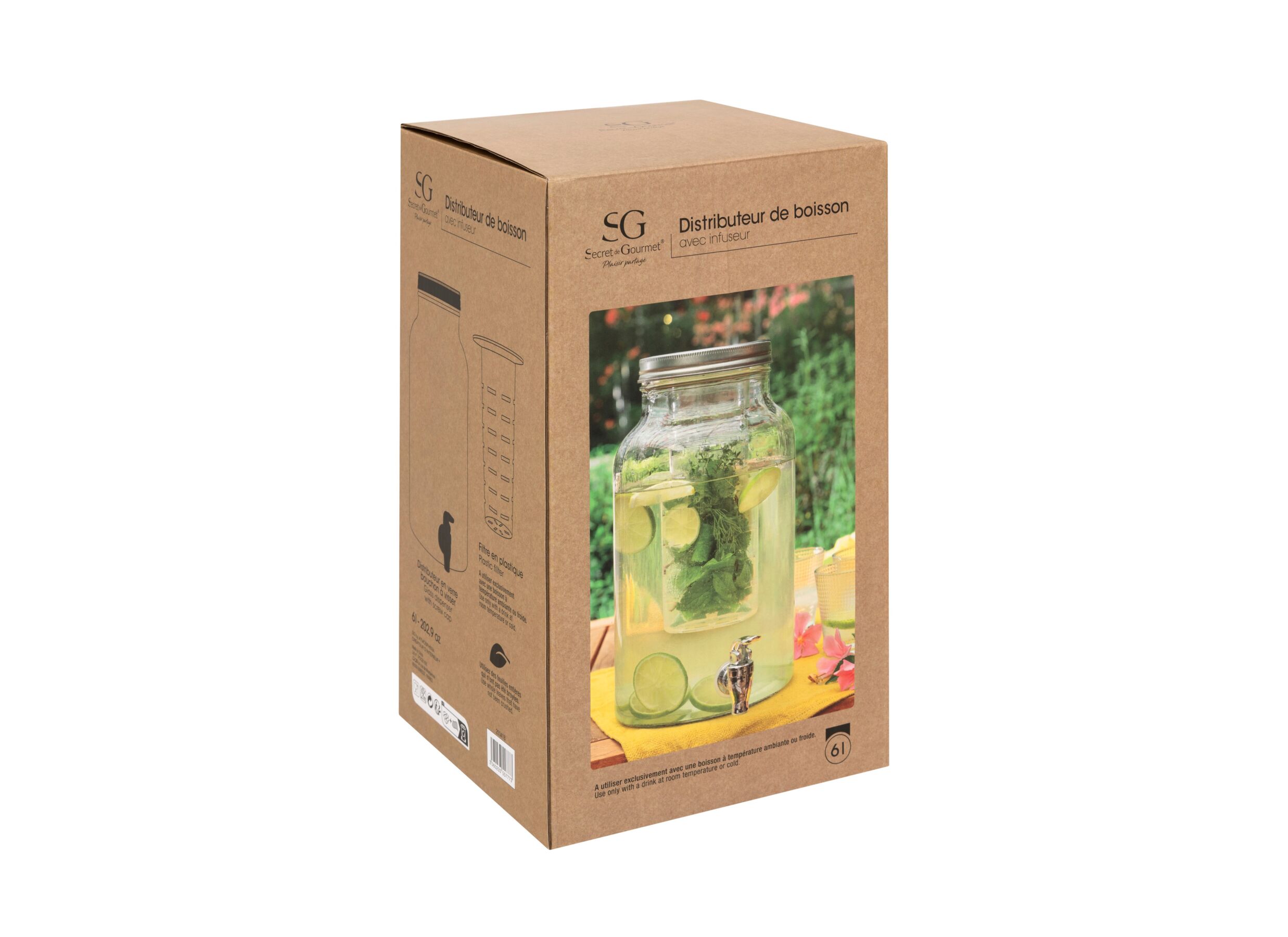 Overzichtsfoto - Drankdispenser Fuzy 6L - glas - transparant
