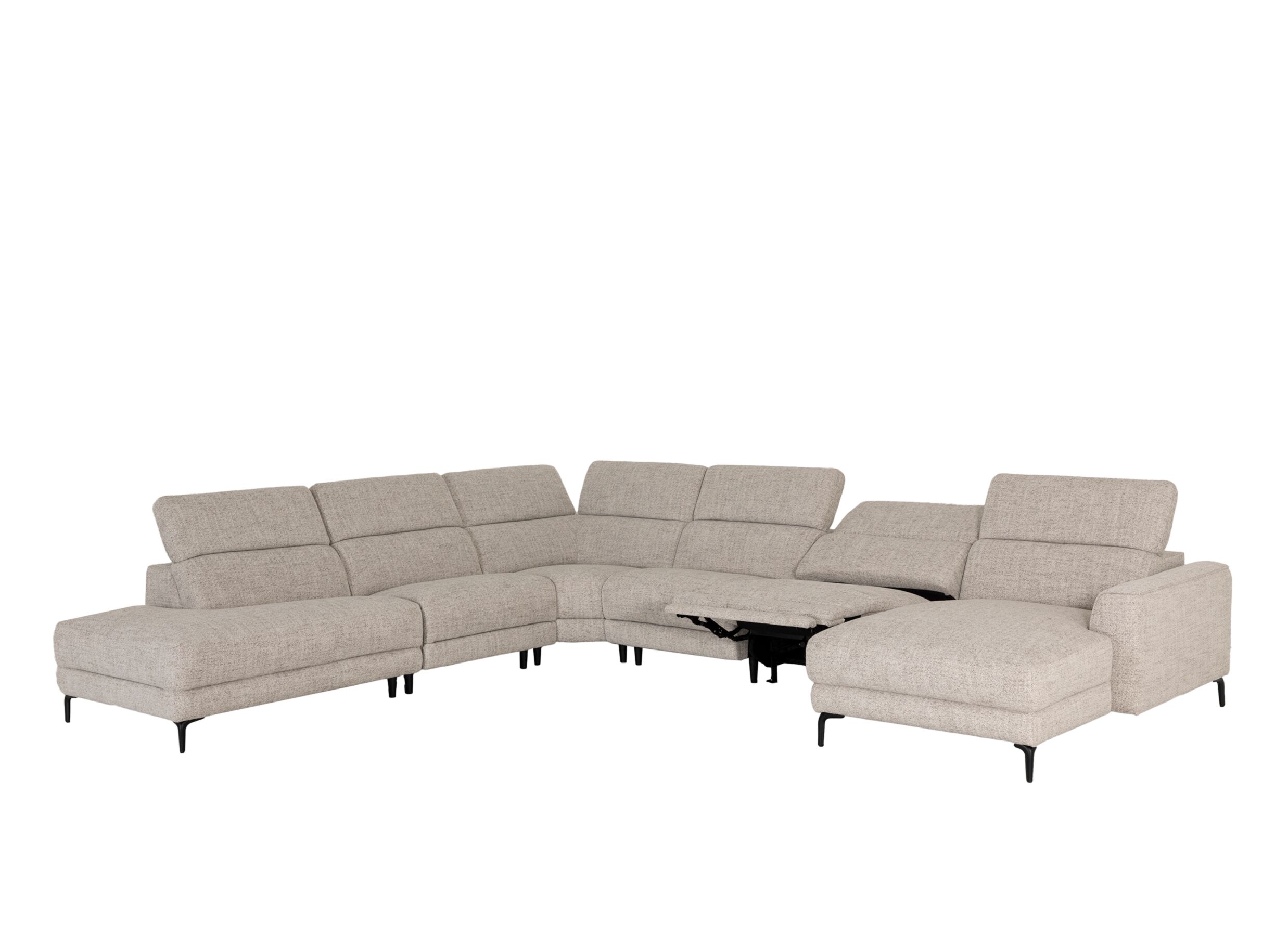 Aperçu - Canapé d'angle Vix 396x336cm - tissu - beige avec relax