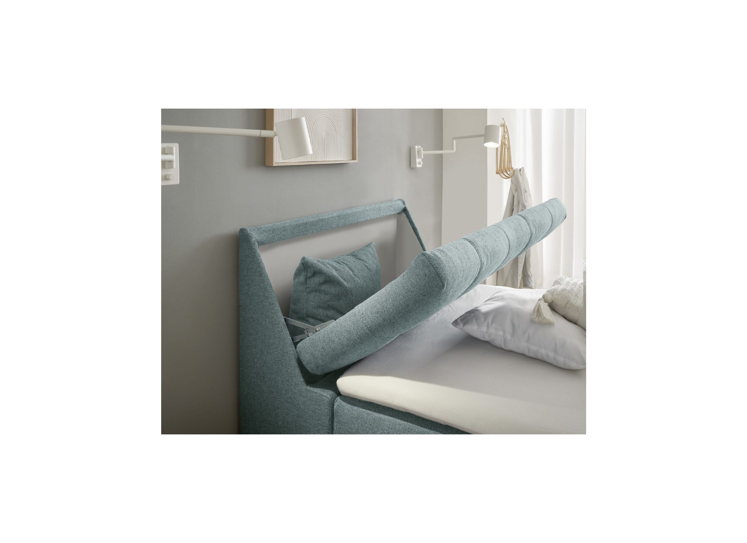 Sfeerfoto - Bedbox Atlantis 120x200cm met opbergruimte stof munt