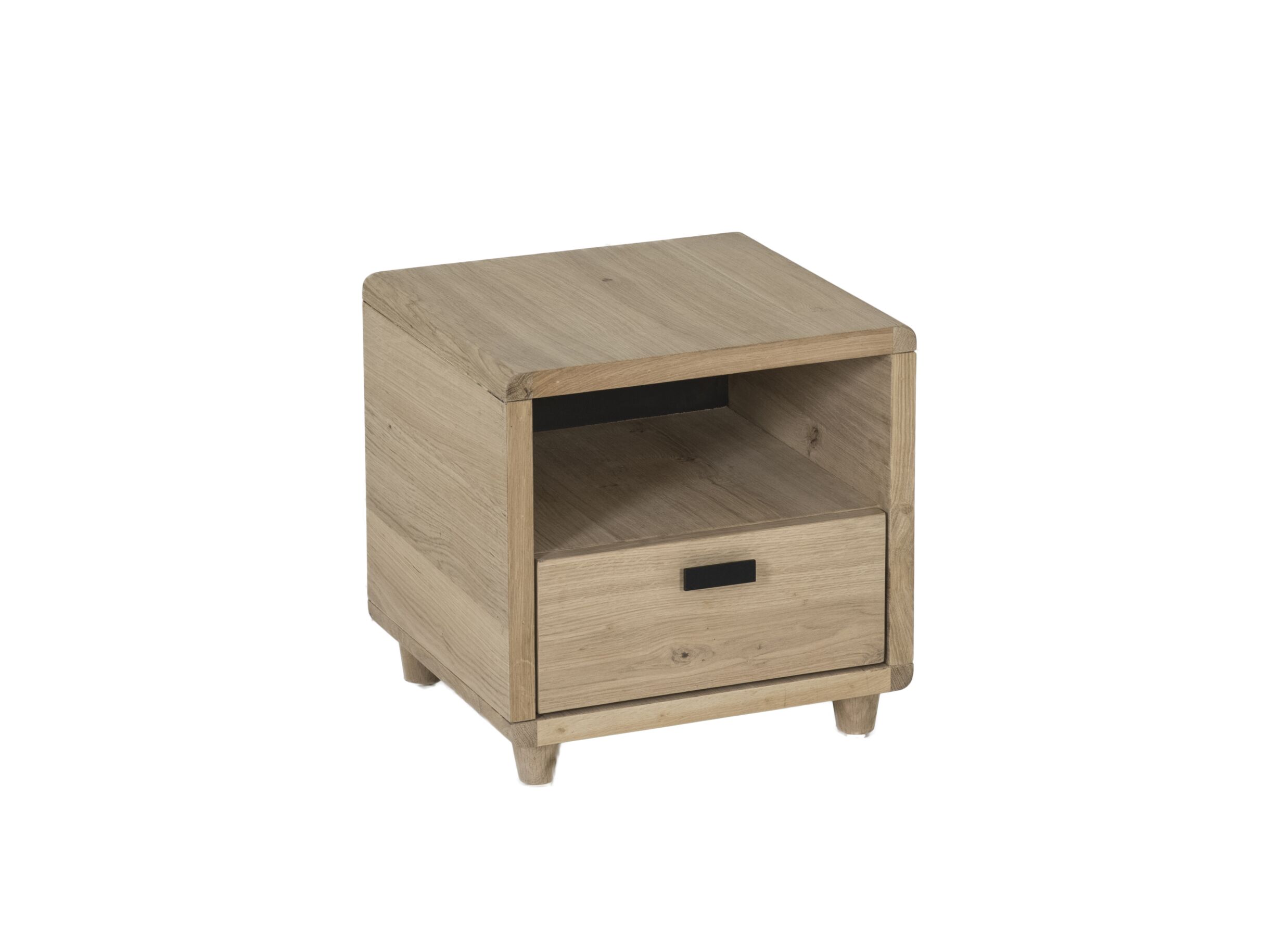 Table de chevet Notte 40x40x40cm - Table de chevet Notte 40x40x40cm - chêne massif & placage & décor - naturel