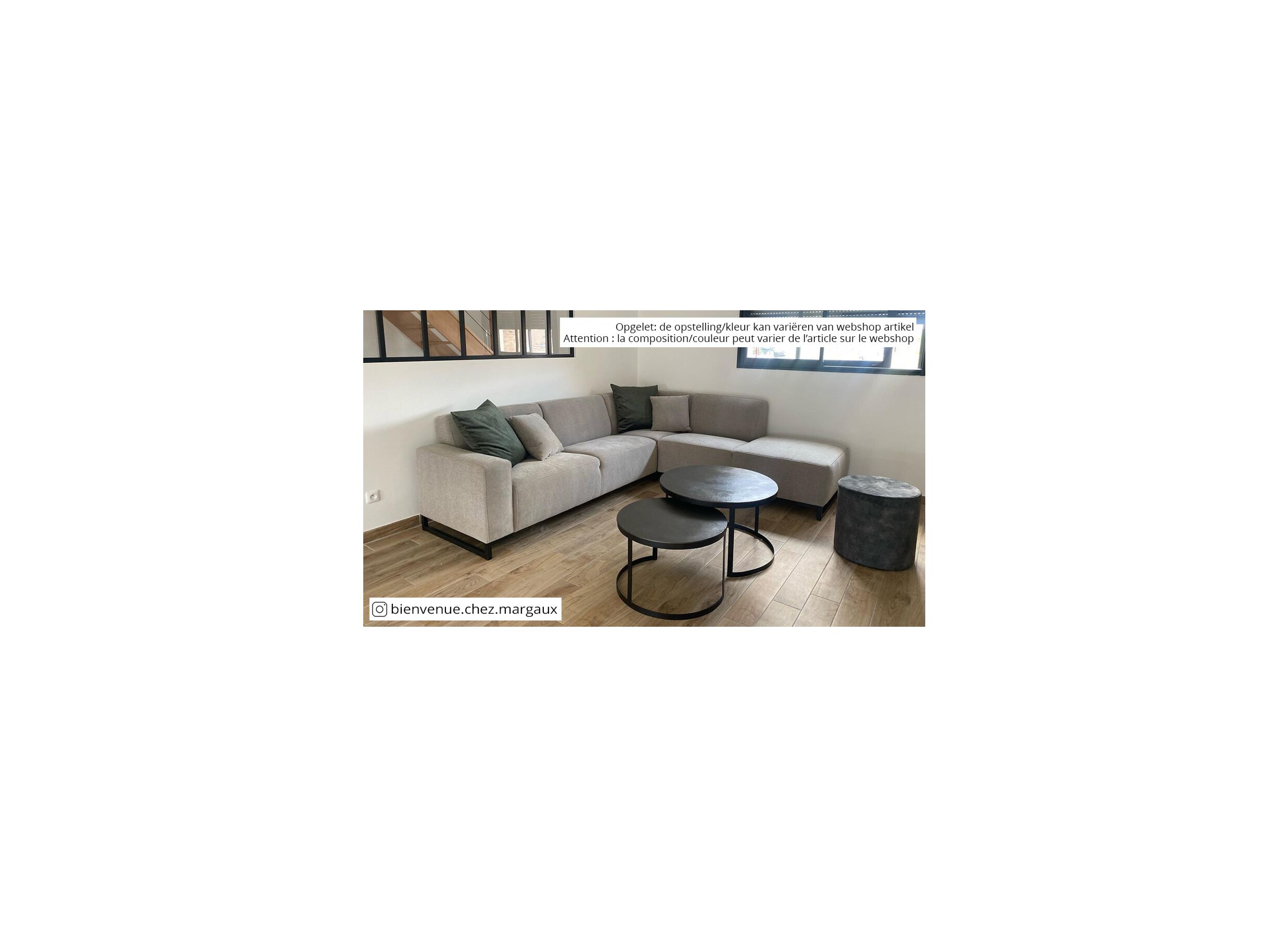 Hoeksalon Cannes 342x267cm - stof - grijs