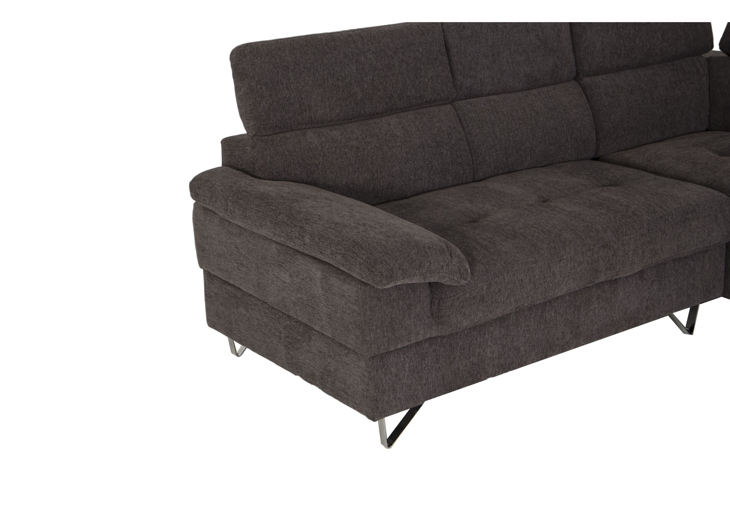 Canapé d'angle Sirocco 230x200cm - tissu - gris foncé avec fonction lit