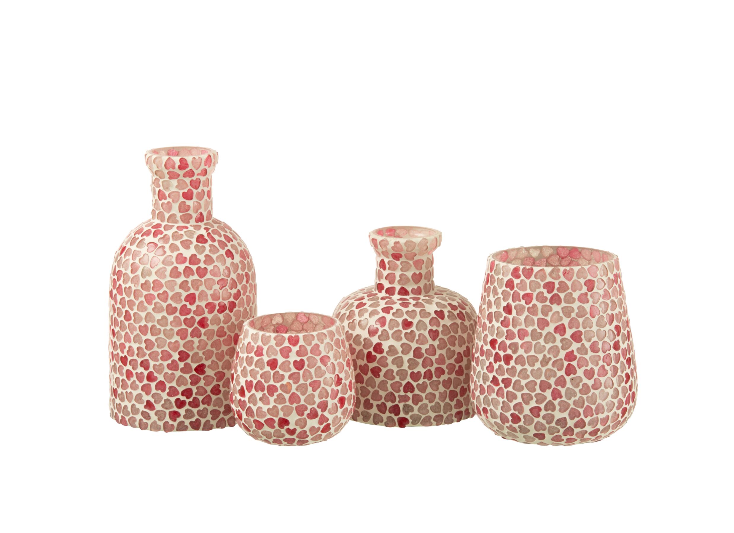 Photo ensemble - Vase Mosaïque H20cm - verre - rose