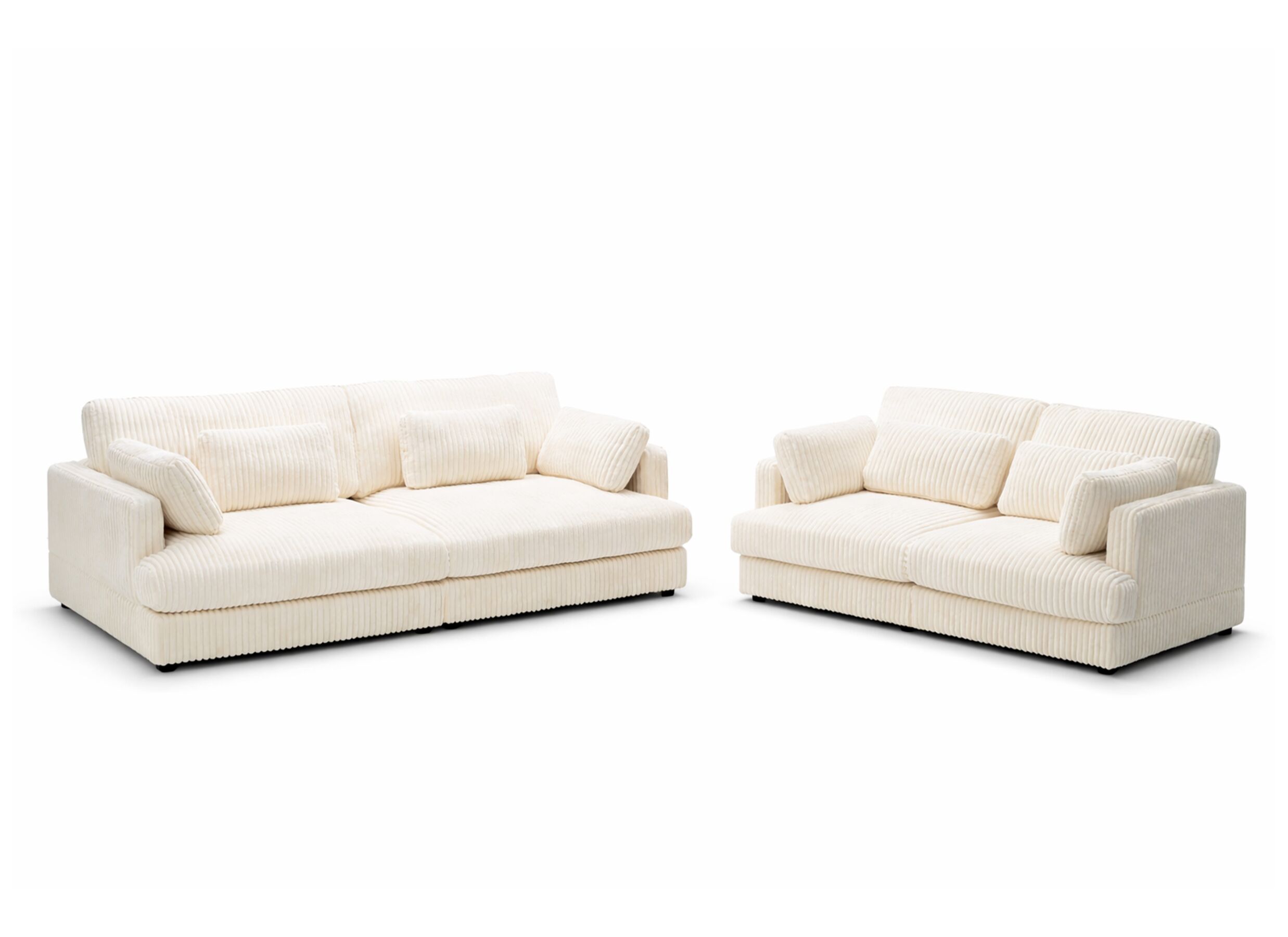 Photo ensemble - Canapé Condotti 3 places - corduroy - blanc