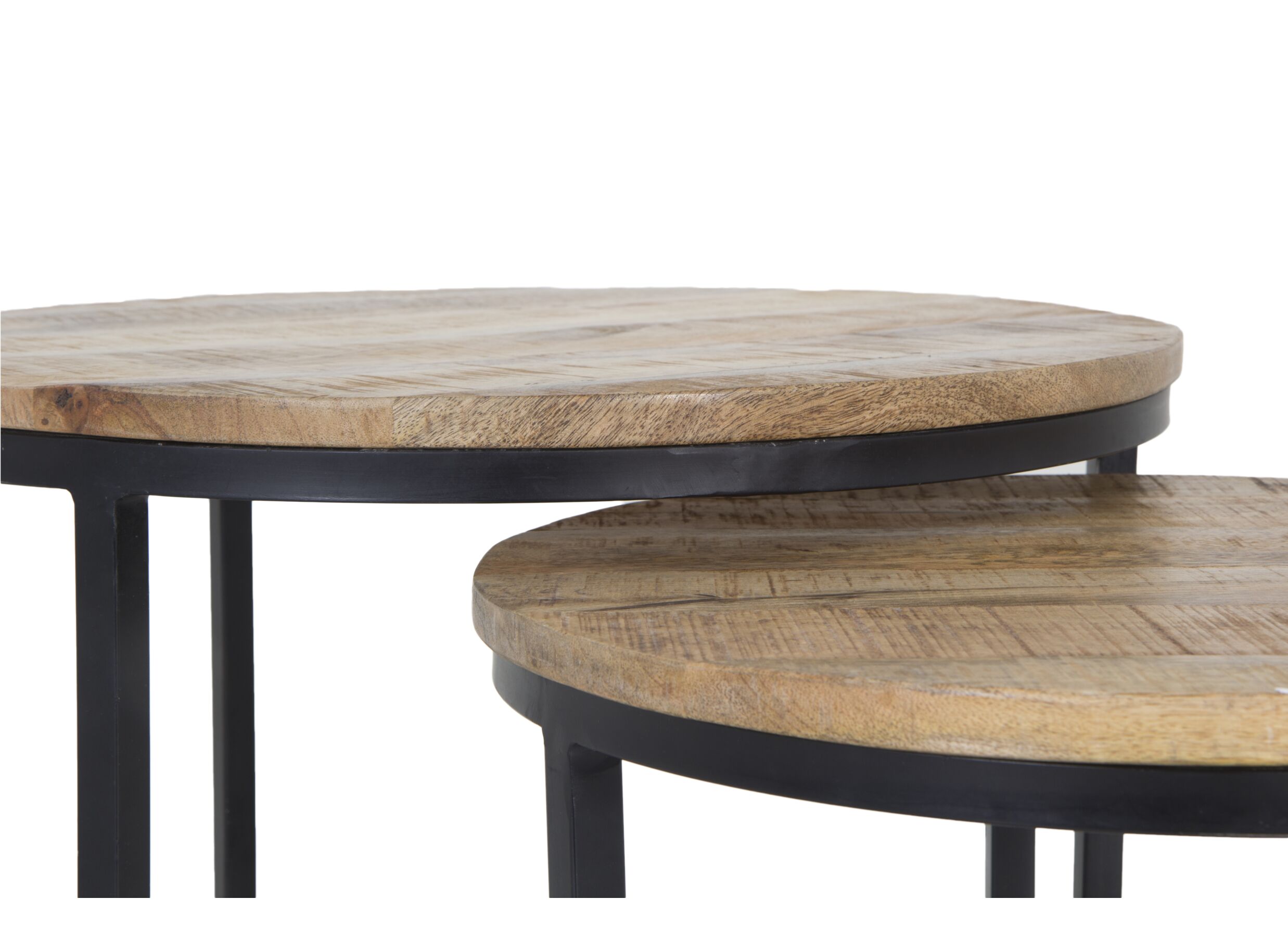 Table d'appoint Half Moon lot de 2 - manguier massif & métal - naturel