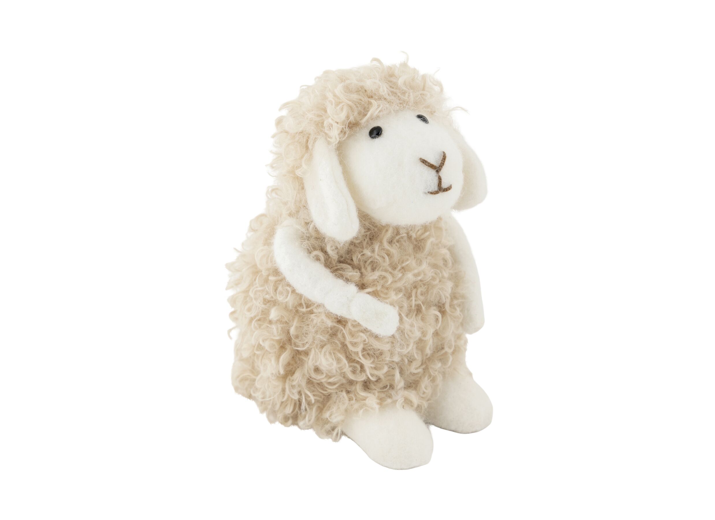 Knuffel Schaap Curly 13x11x17cm - textiel - natuur - Knuffel Schaap Curly 13x11x17cm - textiel - natuur