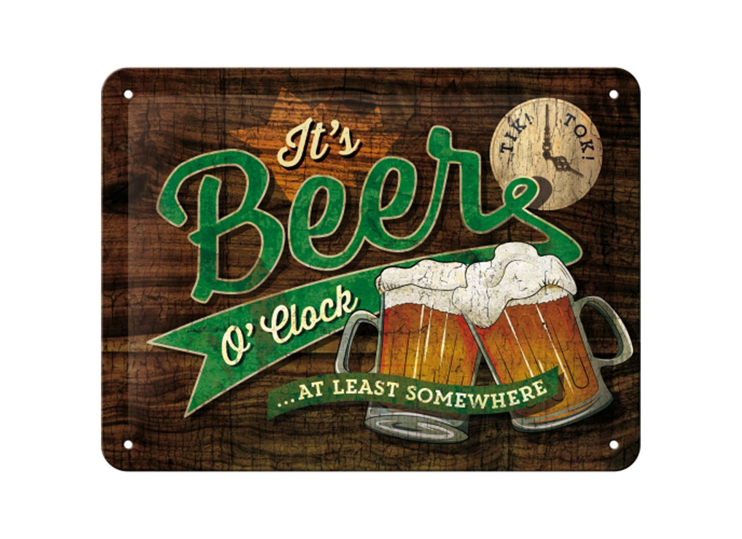 Plakkaat Beer O'Clock 15x20cm - metaal - meerkleurig - Plakkaat Beer O'Clock 15x20cm - metaal - meerkleurig