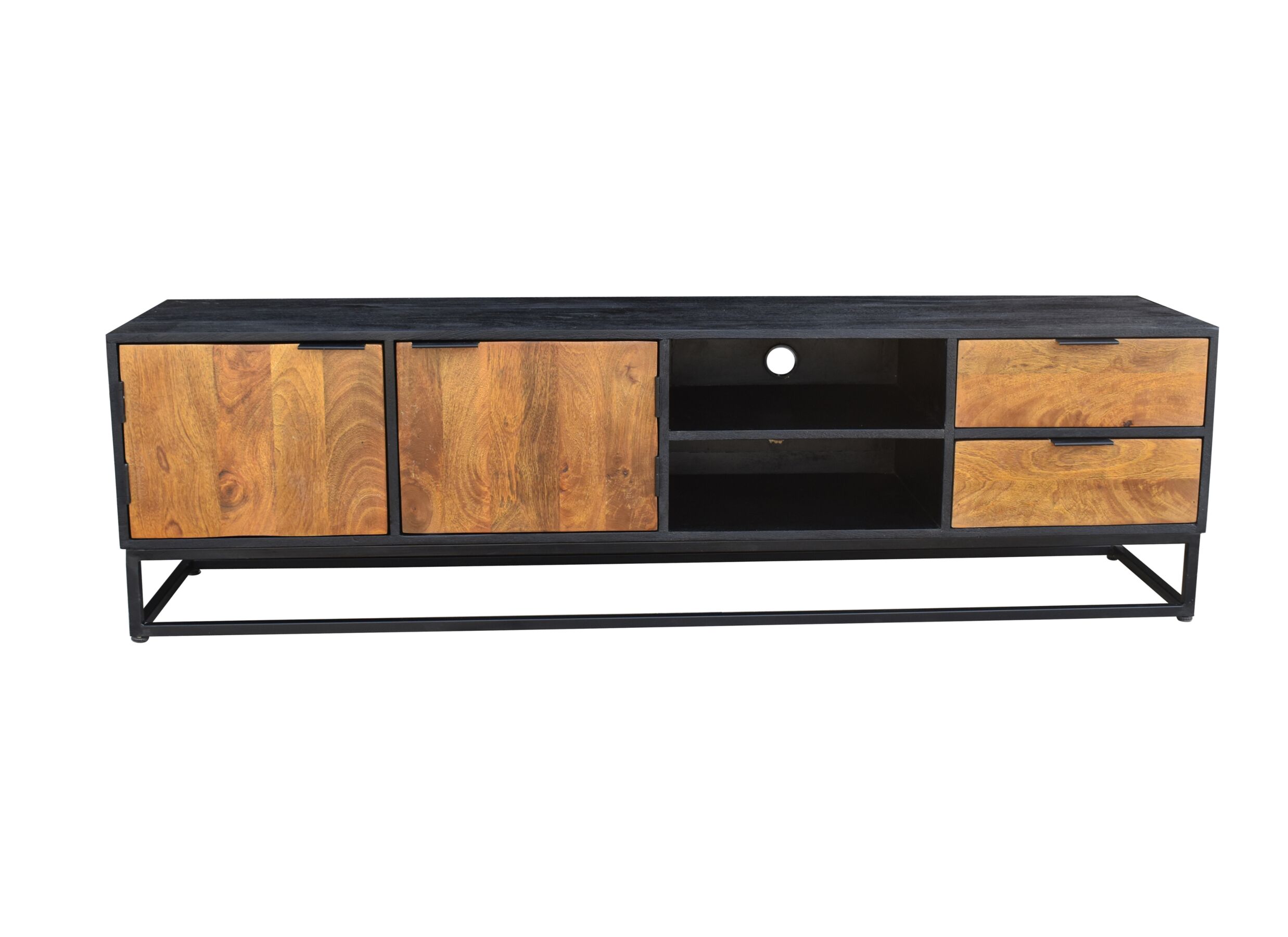 Aperçu - Meuble TV Pando 180cm - manguier massif - naturel & noir