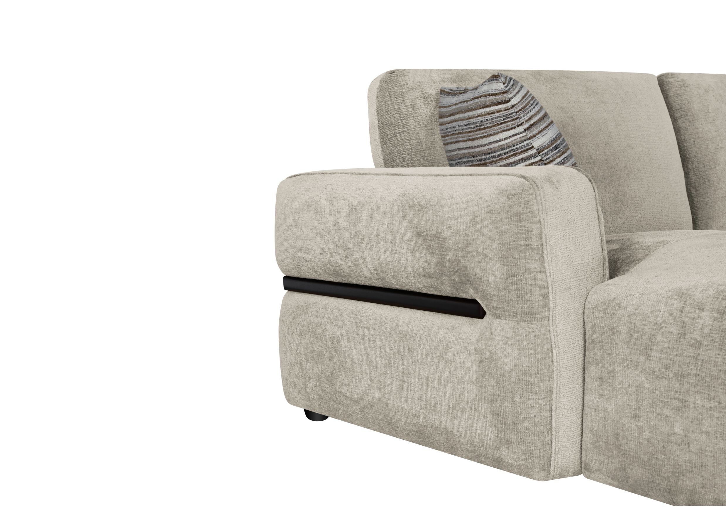 Detail - Canapé d'angle Cantillo 297x157cm - chenille - beige