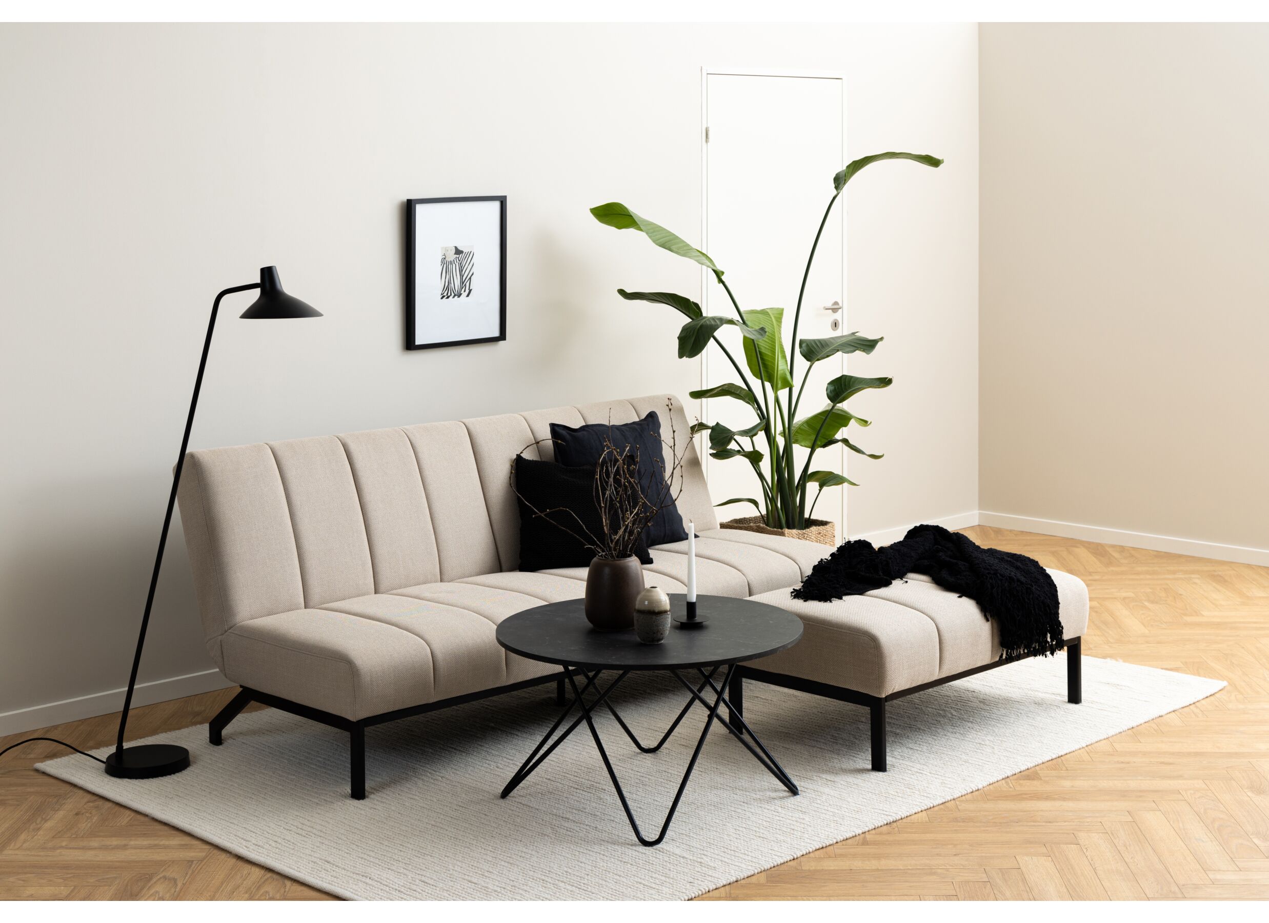 Salontafel Ø80cm - marmer - zwart