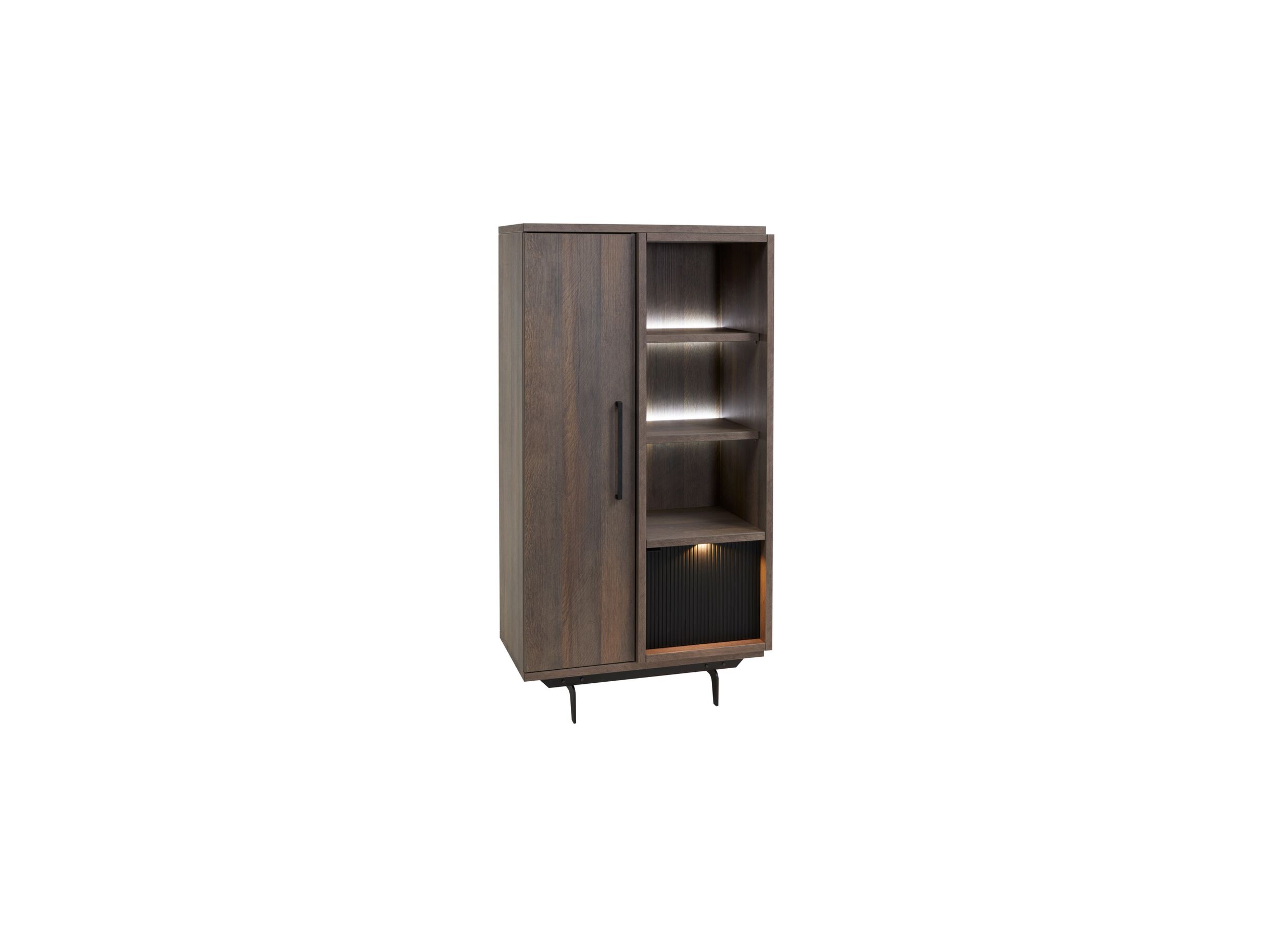 Vitrinekast Trentino 88cm - decor - gouden eik/mat zwart