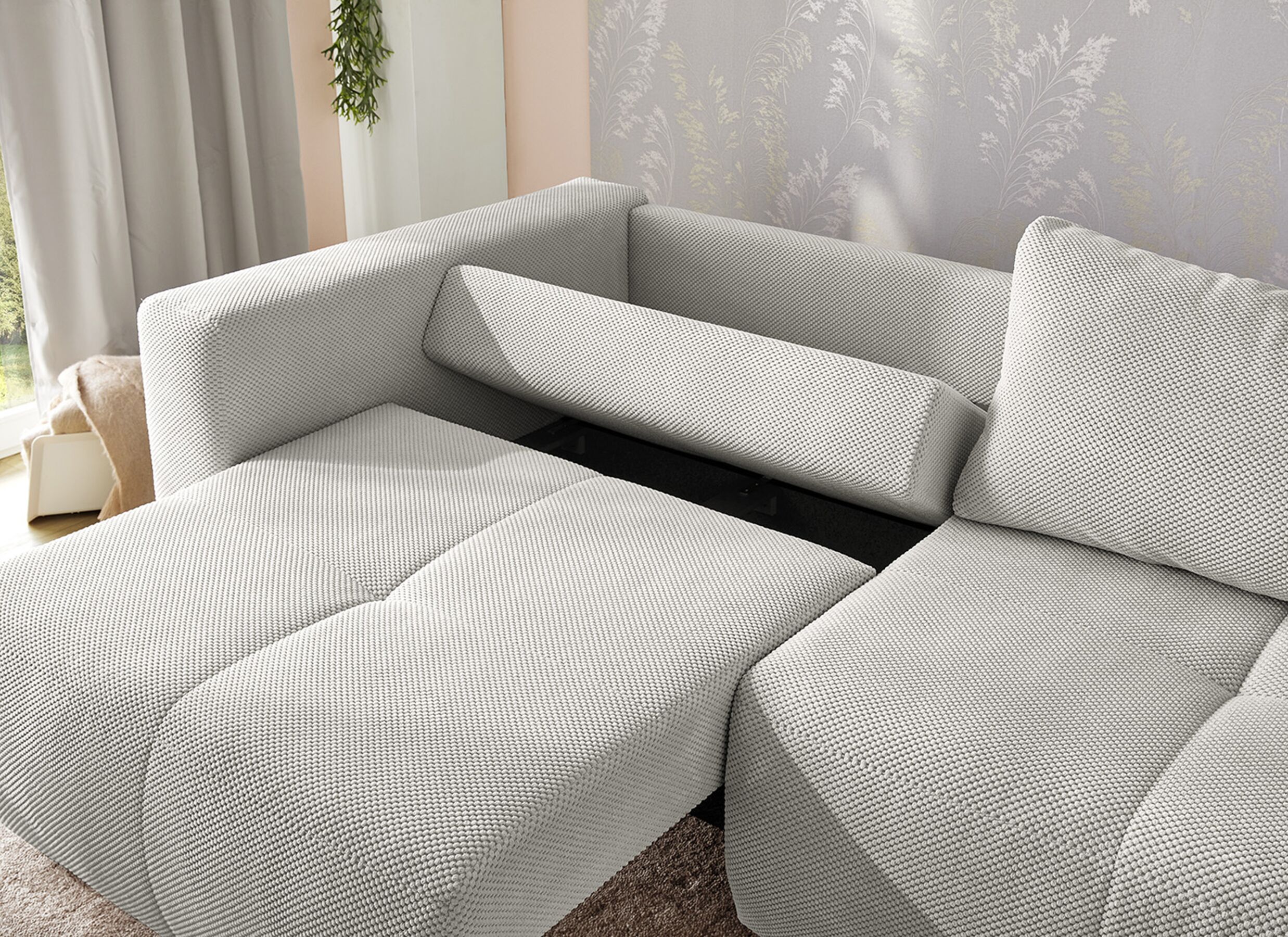 Sfeerfoto - Zetel Relax Bigsofa 4-zit - stof - beige
