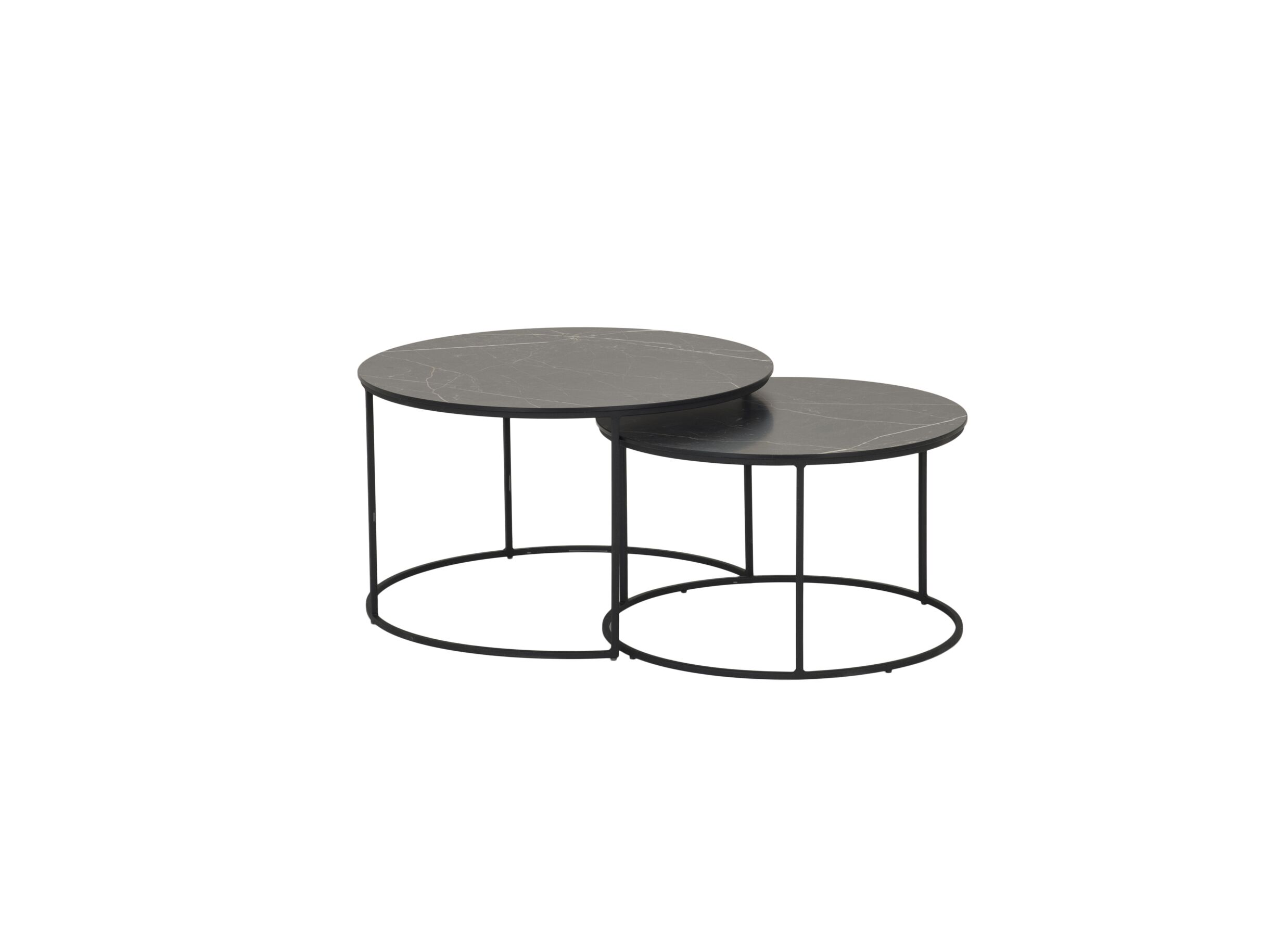 Table basse Windsor marbre rond lot de 2 - Table basse Windsor Ø75x44,4cm/Ø65x39cm - lamulux - noir lot de 2