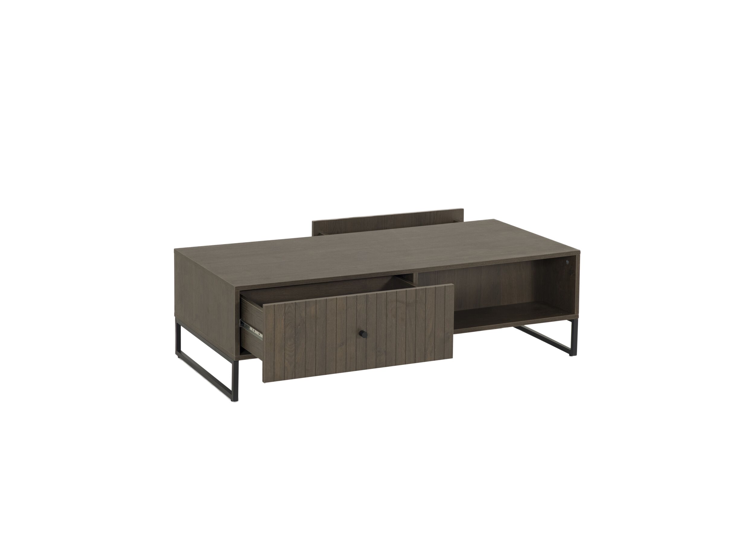 Disposition - Table basse Vadis 119x62x36cm - melamine - brun foncé avec rangement