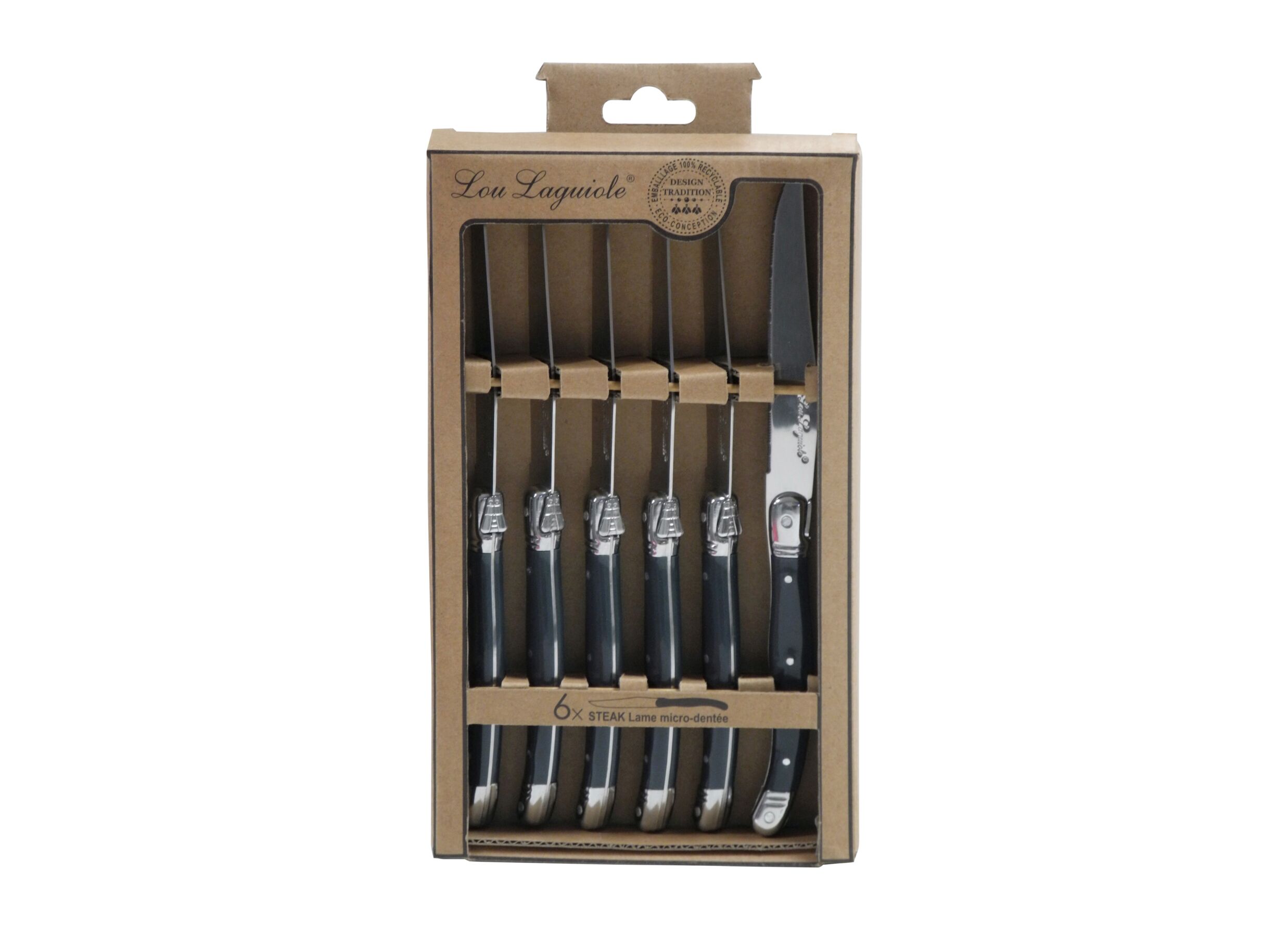 Plus Important - Couteau à steak Rustic set de 6 - acier inox - gris