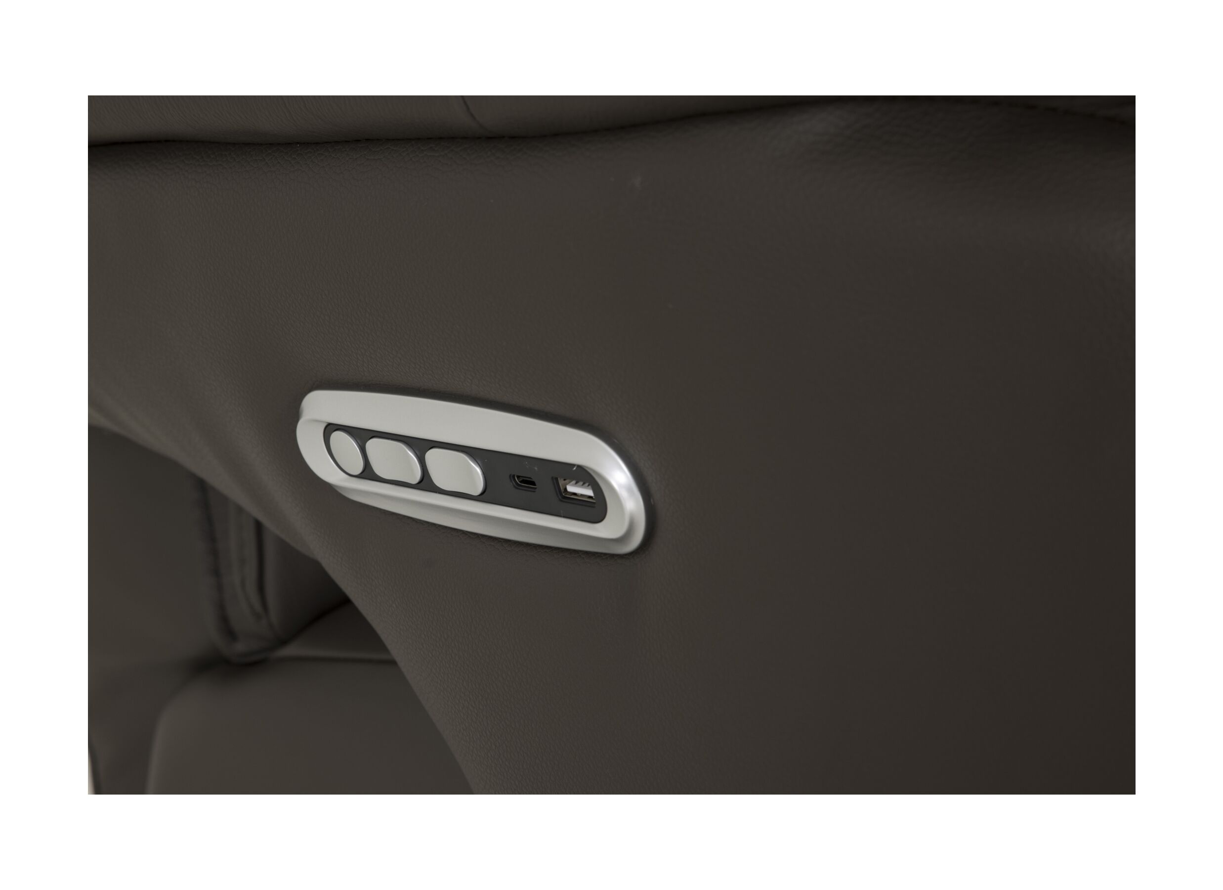 Detailfoto - Relaxzetel Adamello elekrisch leder en lederlook bruin