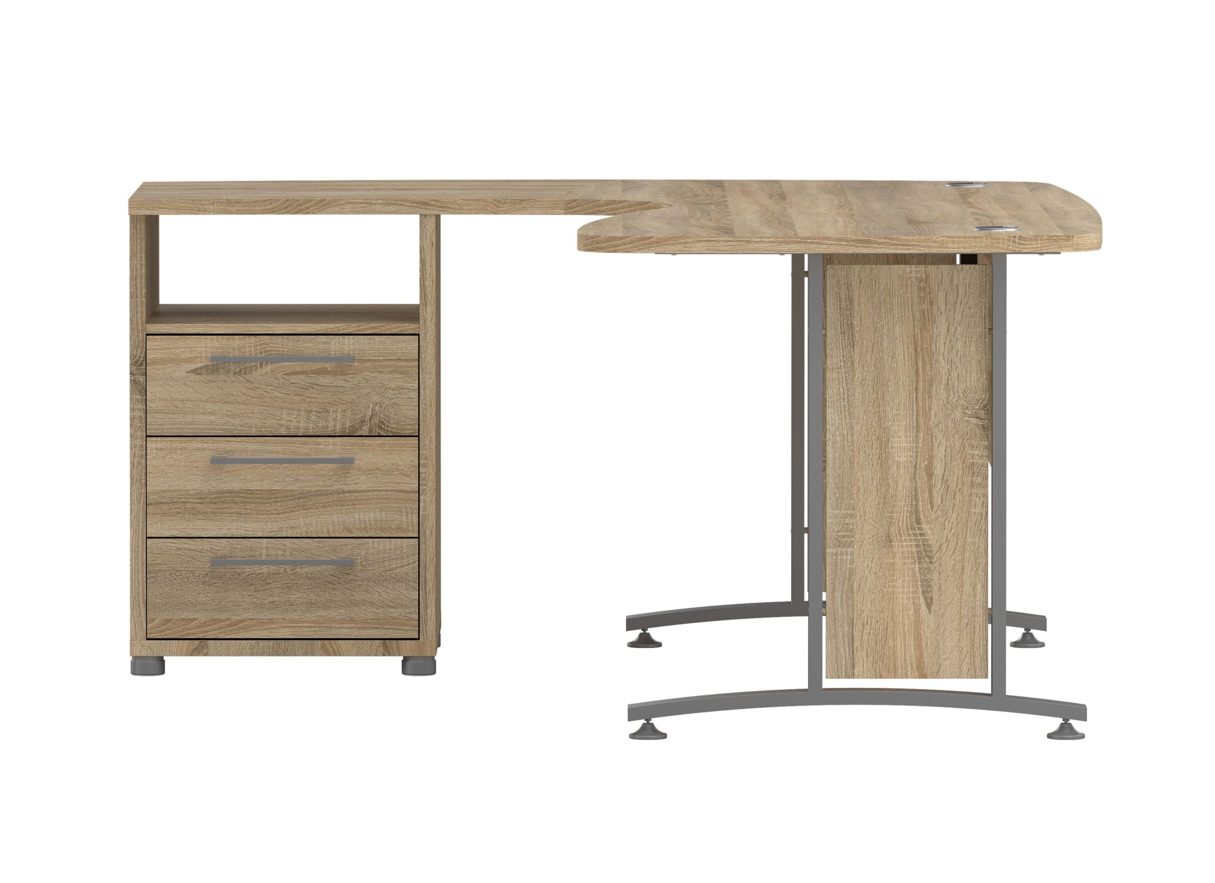 Overzichtsfoto - Hoekbureau Prima 150,5x159cm - melamine - eik & zilver