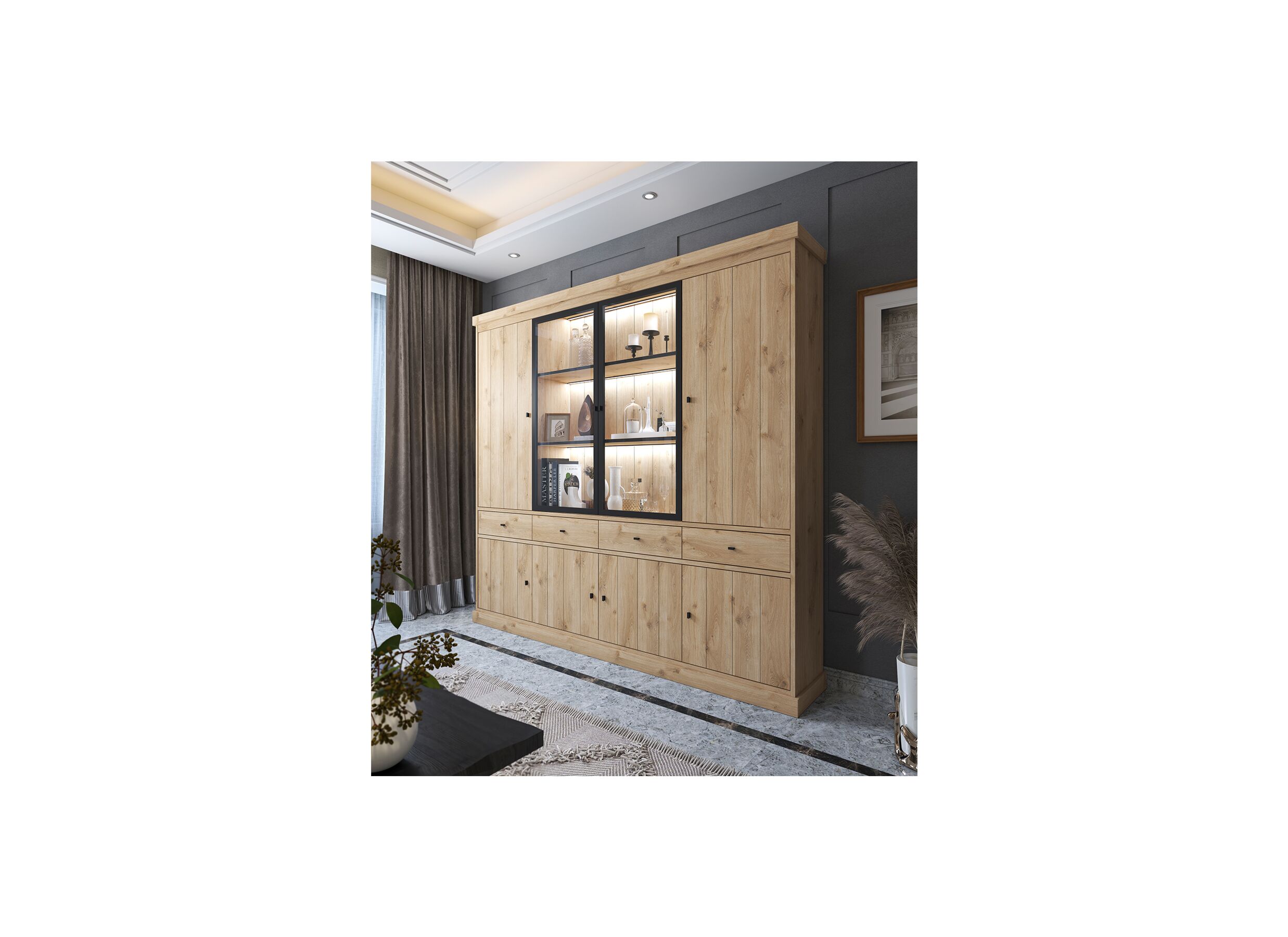Vitrine Valencia 240cm - Vitrine Valencia 240cm - mélamine - chêne clair