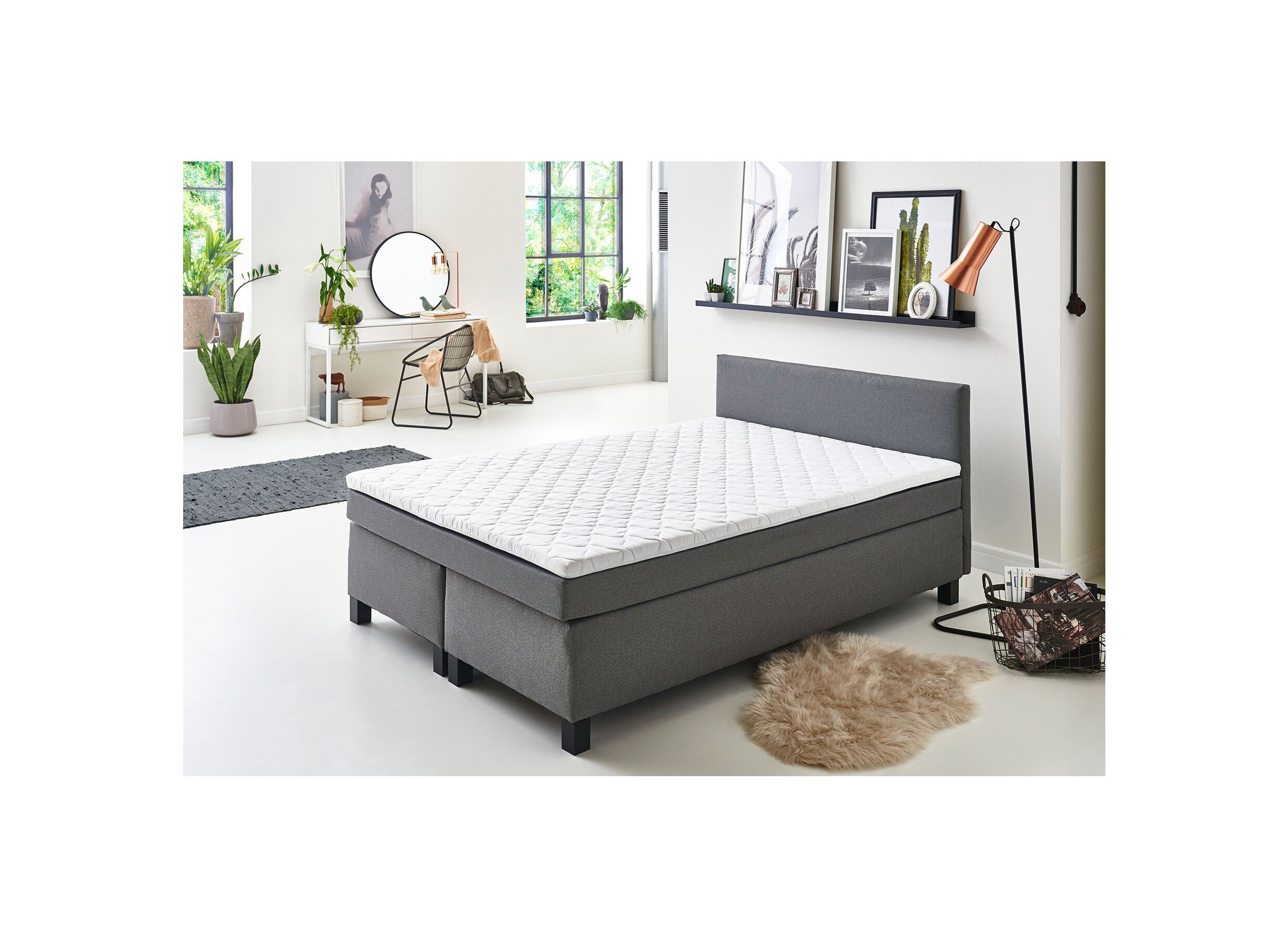 Boxspring BX1480 140x200cm - stof - grijs