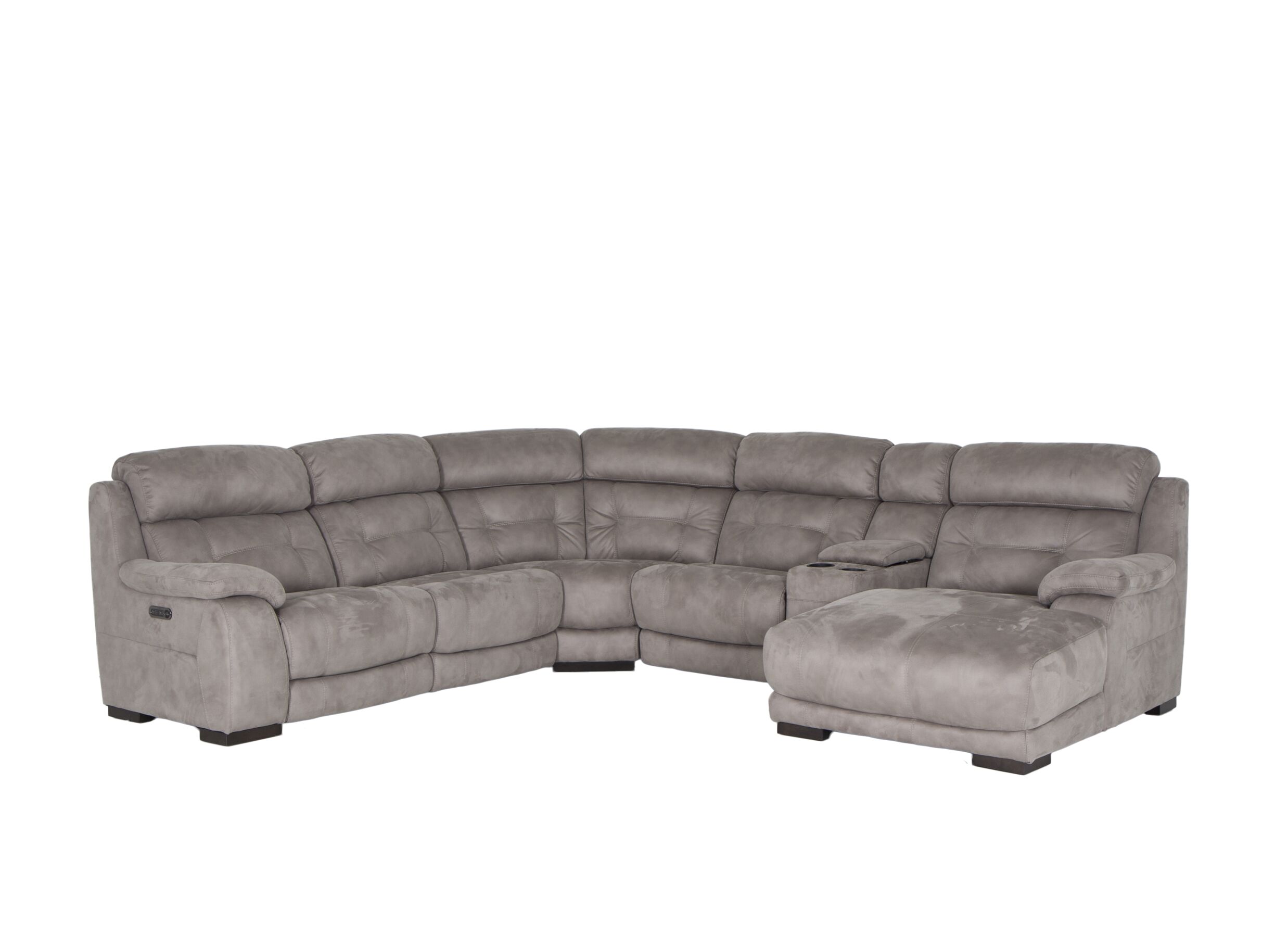 Hoeksalon Krall 344x300cm - stof - zilvergrijs - met relax