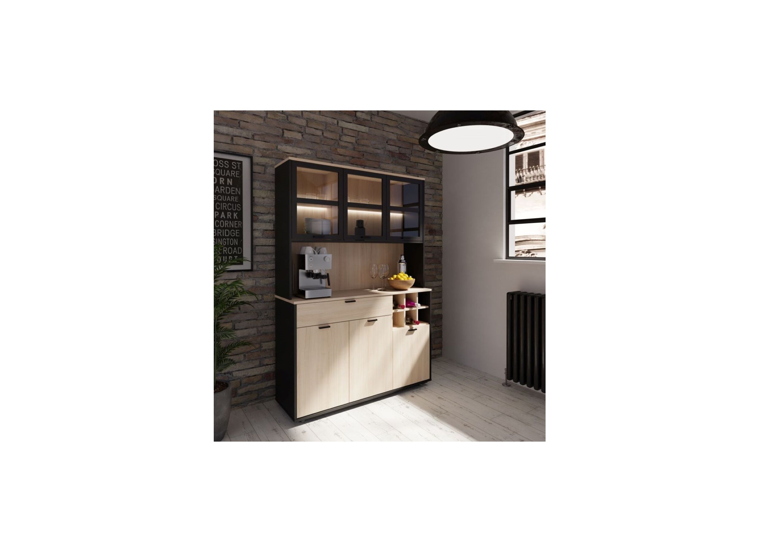 Sfeerfoto - Keukenkast Mantek 120cm - decor - riva eik/zwart