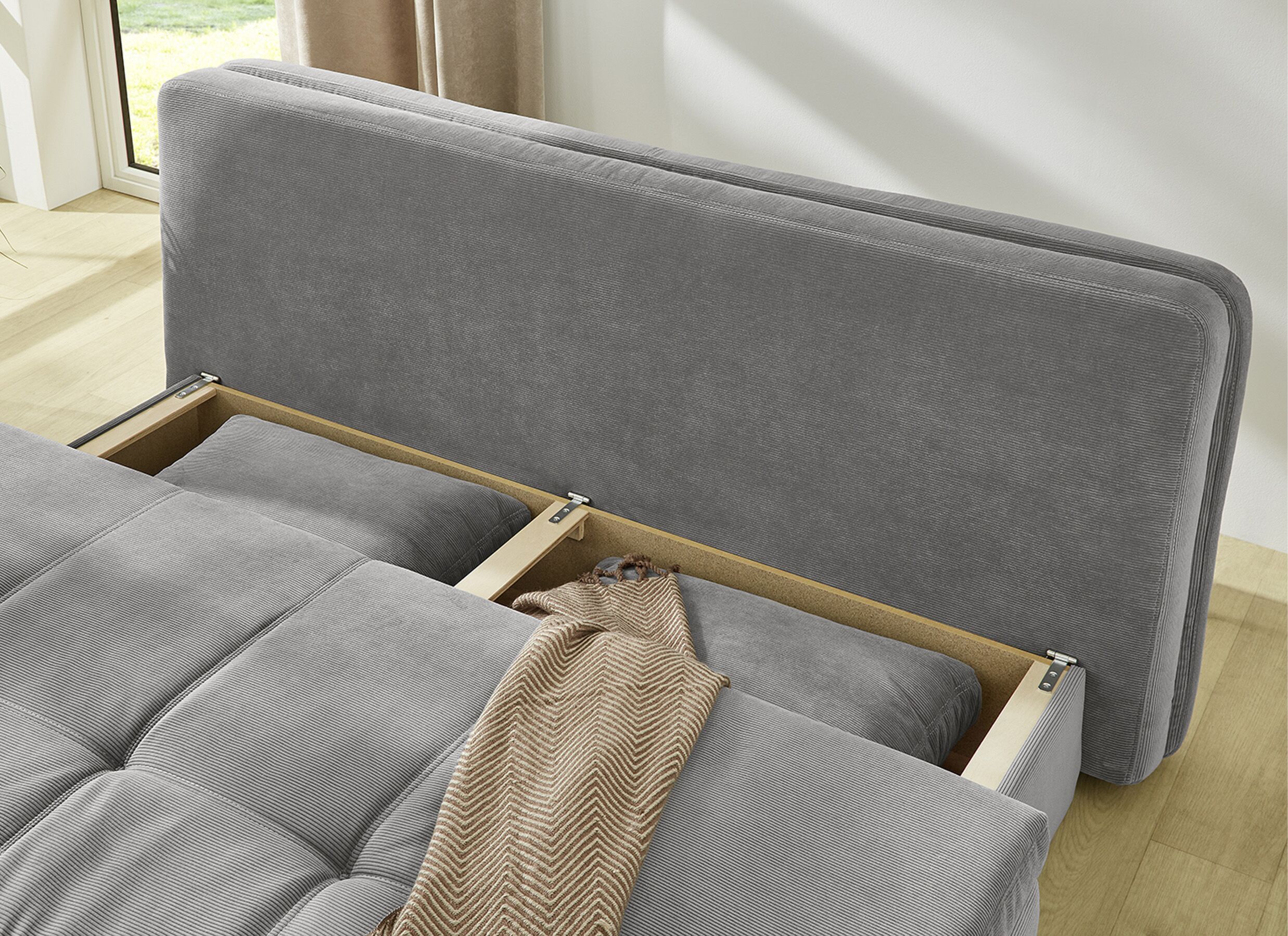 Detailfoto - Zetelbed Lindau 2 persoons 203x106cm - stof - grijs