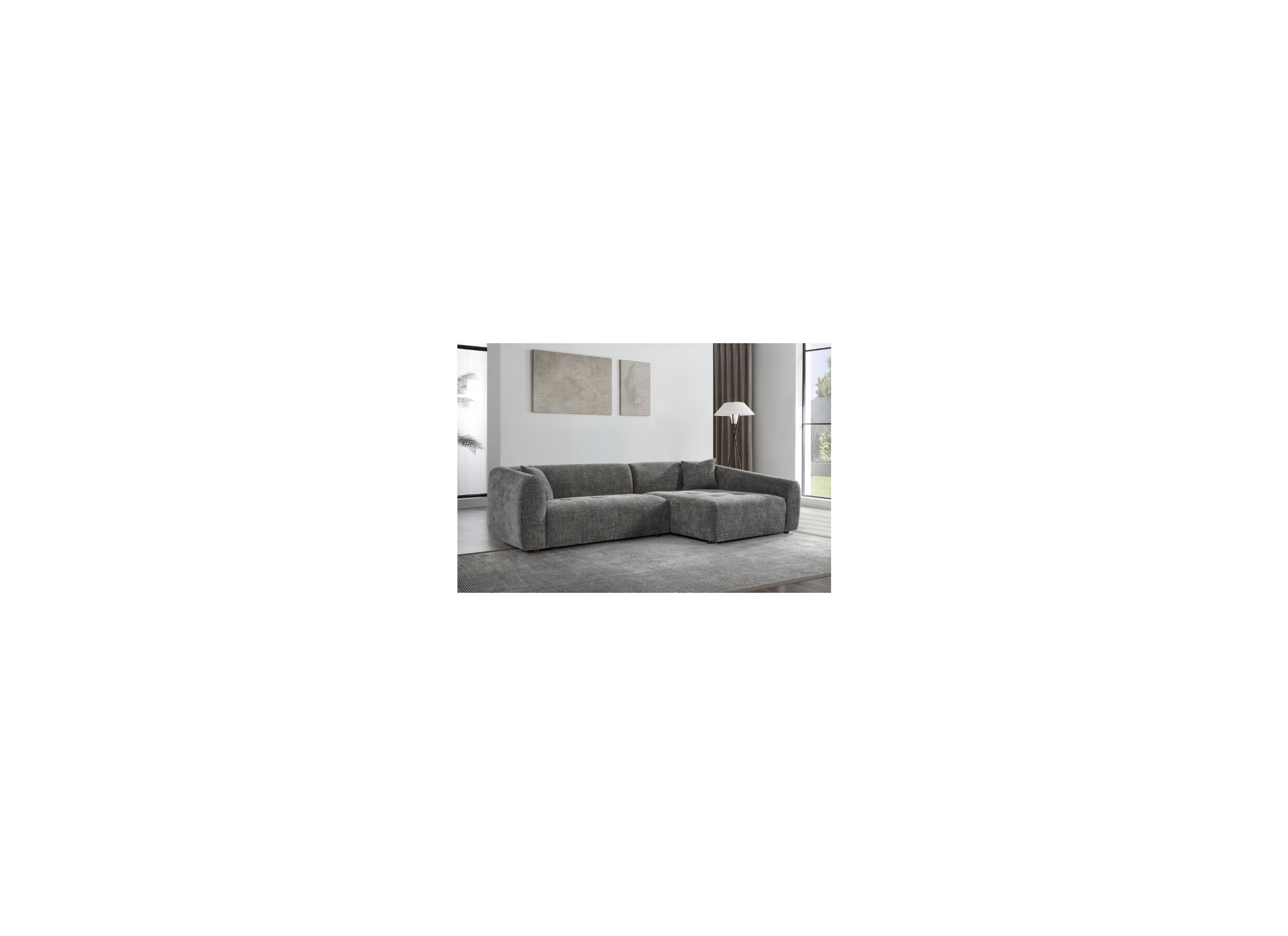 Foto ambiance - Canapé d'angle Maui fibre polyester - gris