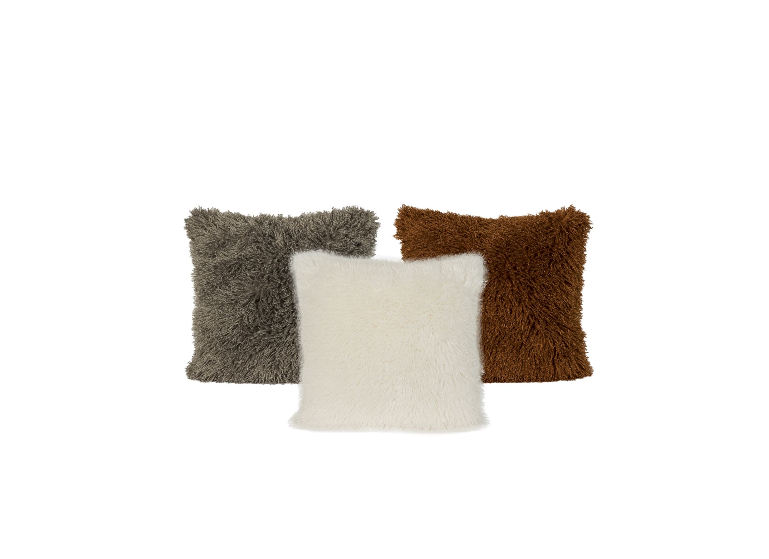 Photo ensemble - Coussin Hare 45x45cm - fausse fourrure - blanc